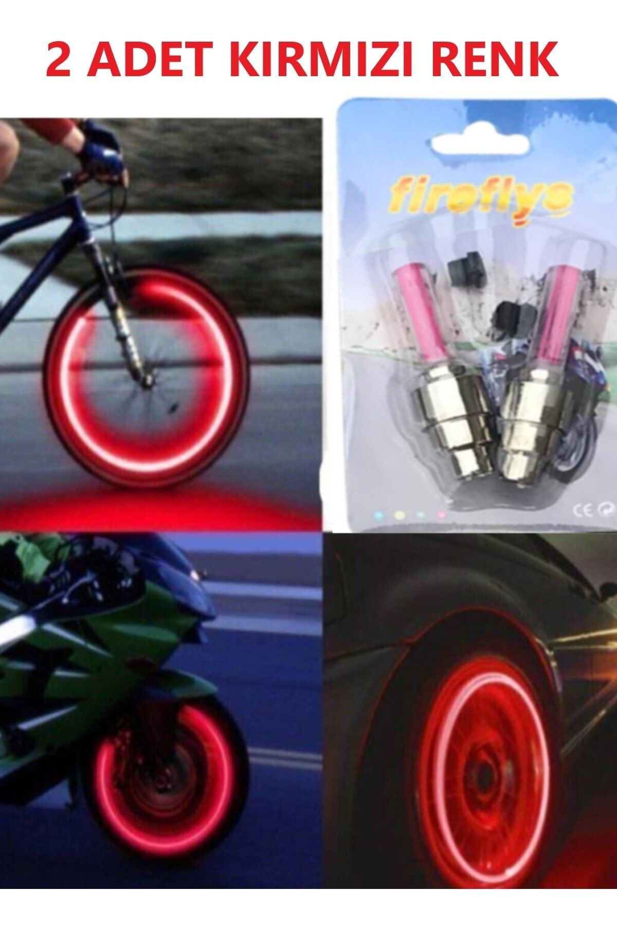 optana 1 Çift Led Işıklı Fotosel Hareket Sensörlü Kırmızı Işıklı Bisiklet Araba Motor Sibop Kapağı Lambası
