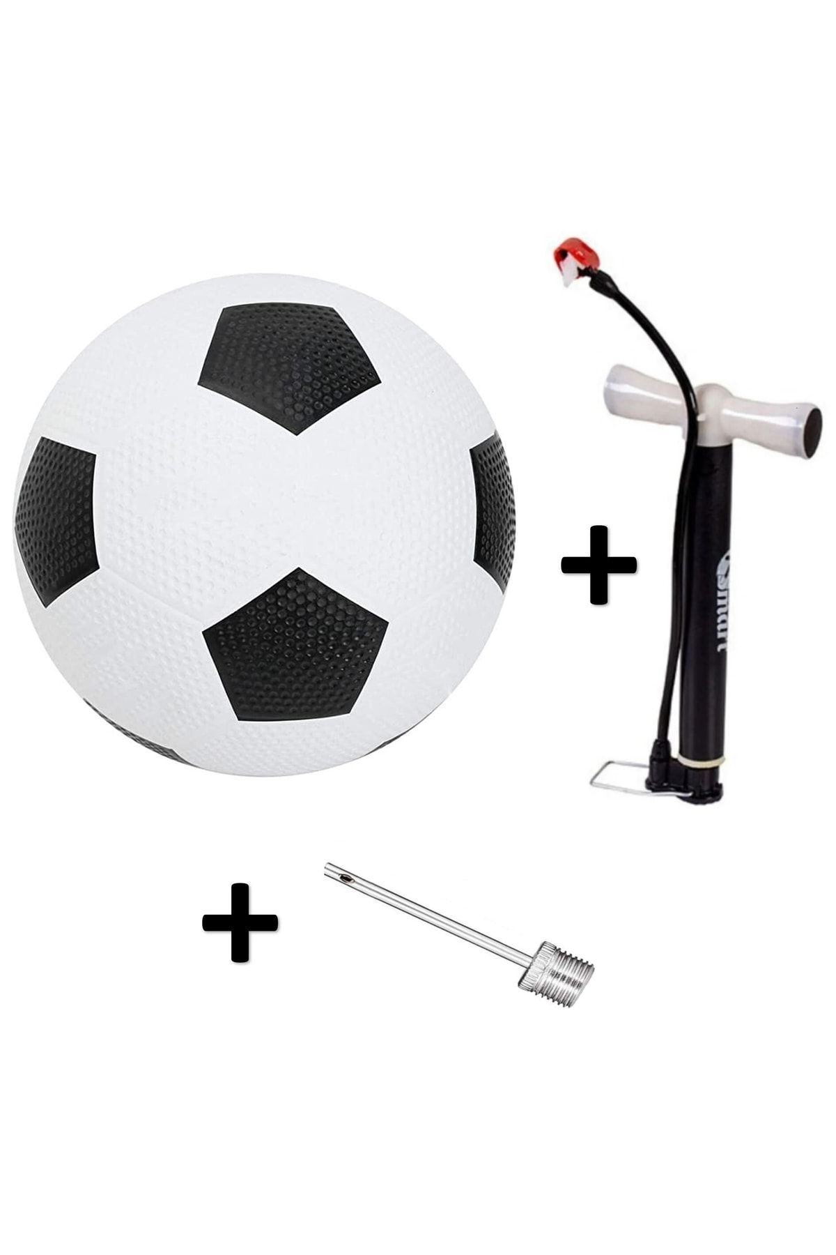 Janva Siyah Beyaz Maç Topu Futbol Topu Kauçuk + Pompa + Şişirme Iğnesi