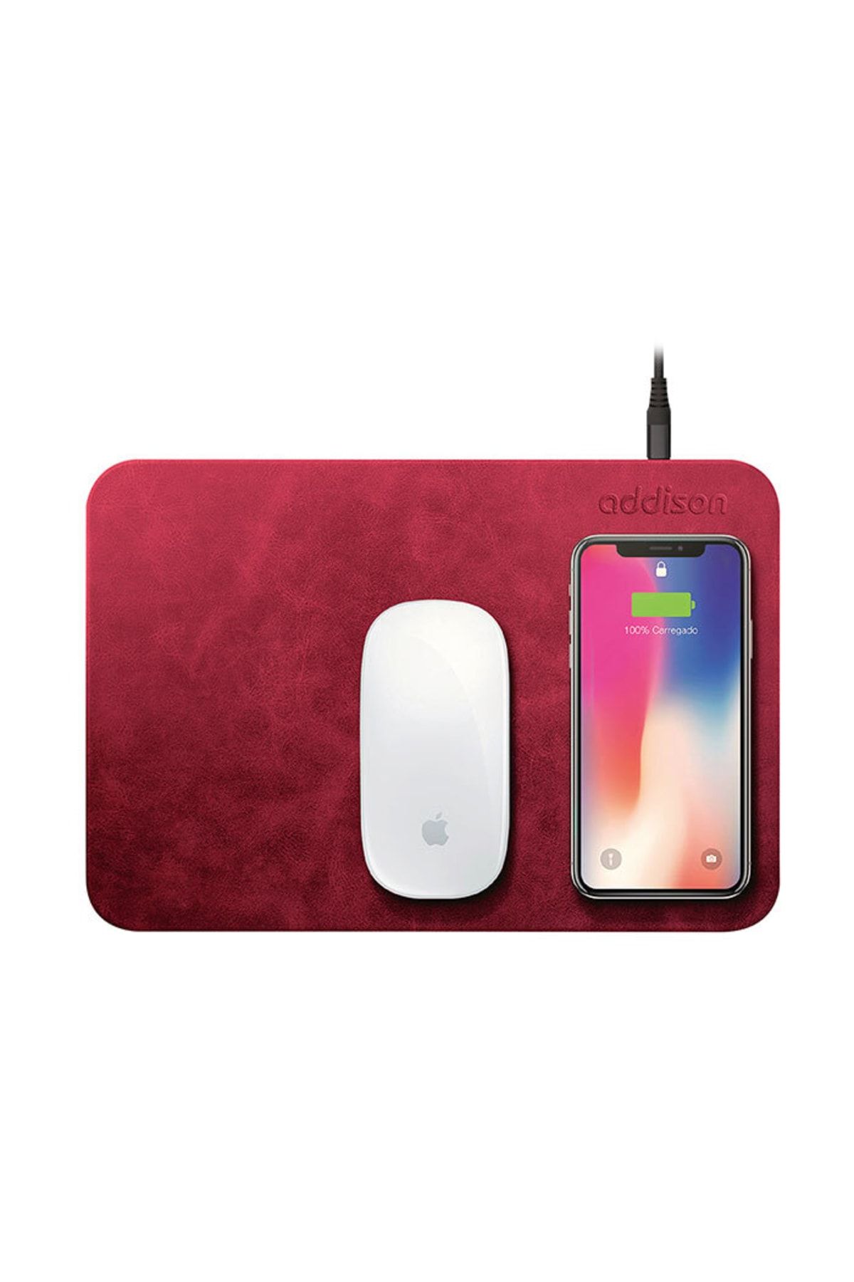 Addison Wmp-15 28,5x19,5x0,5cm Kırmızı Kablosuz Şarj+mouse Pad