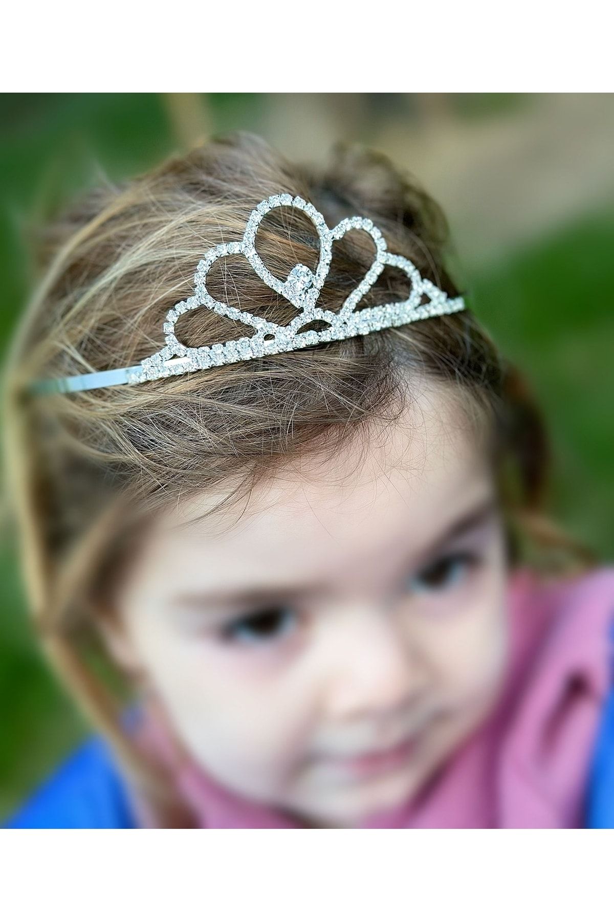 QUEEN AKSESUAR Lüks Metal Gümüş Kristal Motifli Taşlı Prenses Kraliçe Doğum Günü Tacı Çocuk Taç