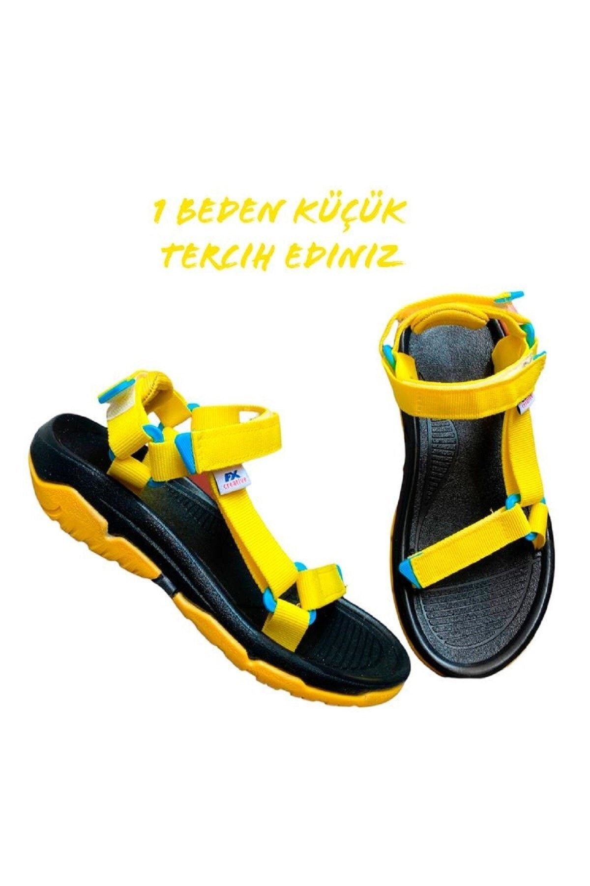 ALTUNTAŞ Fx Kaymaz Taban Cırt Cırtlı Çocuk Spor Sandalet Modeli - Sarı Mavi ( Geniş Kalıp )