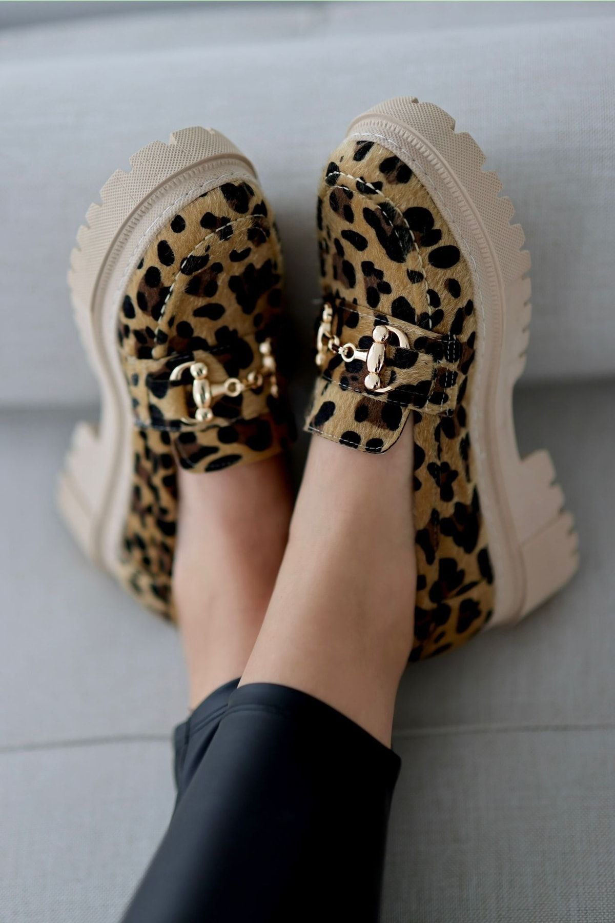 selinshoes Darian Tokalı Loafer Ayakkabı- Leopar