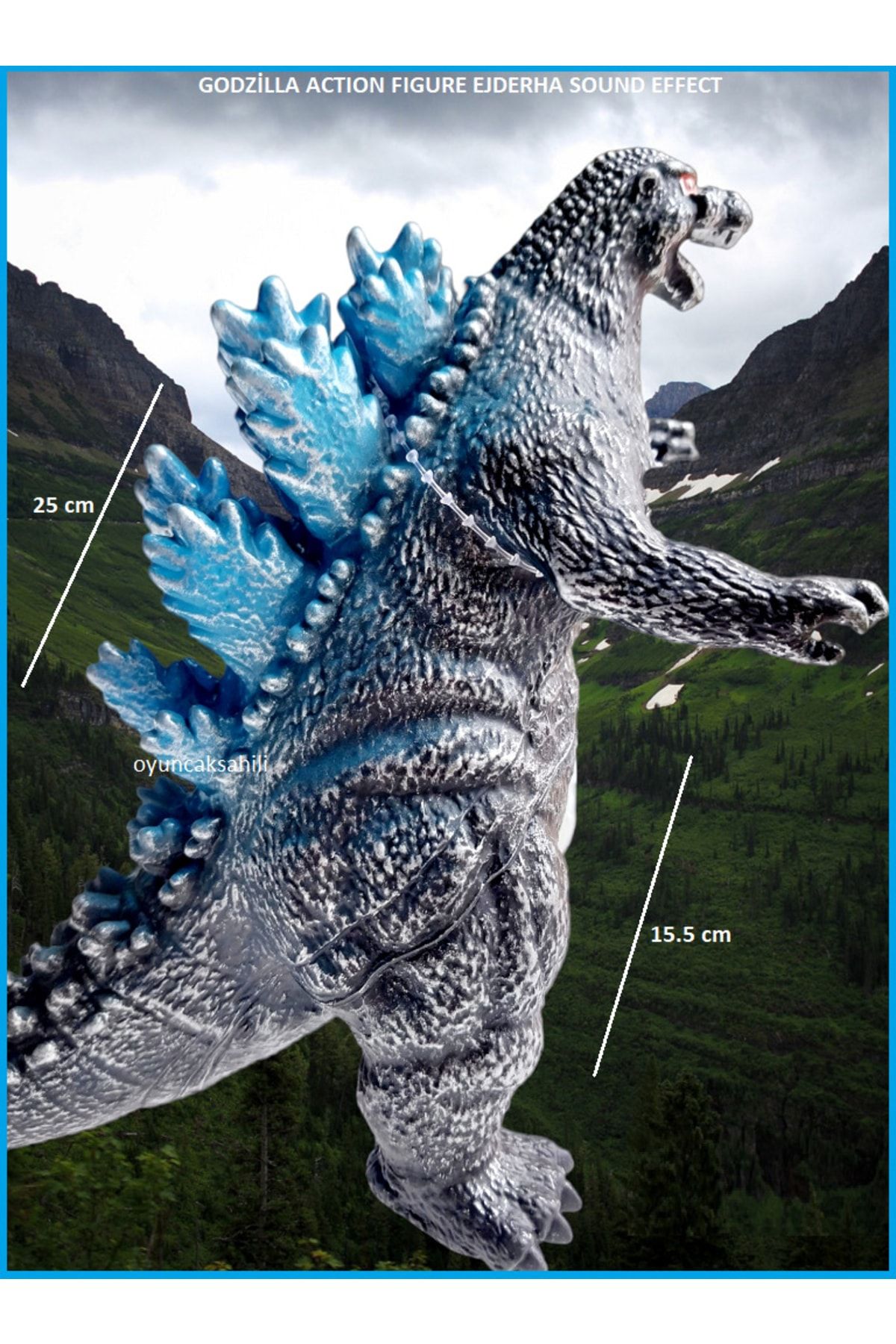 OYUNCAKSAHİLİ Godzilla Ses Efekti 25x15.5cm Dinazor Kırılmaz Oyuncak Dinozor Godzila Piller Dahil