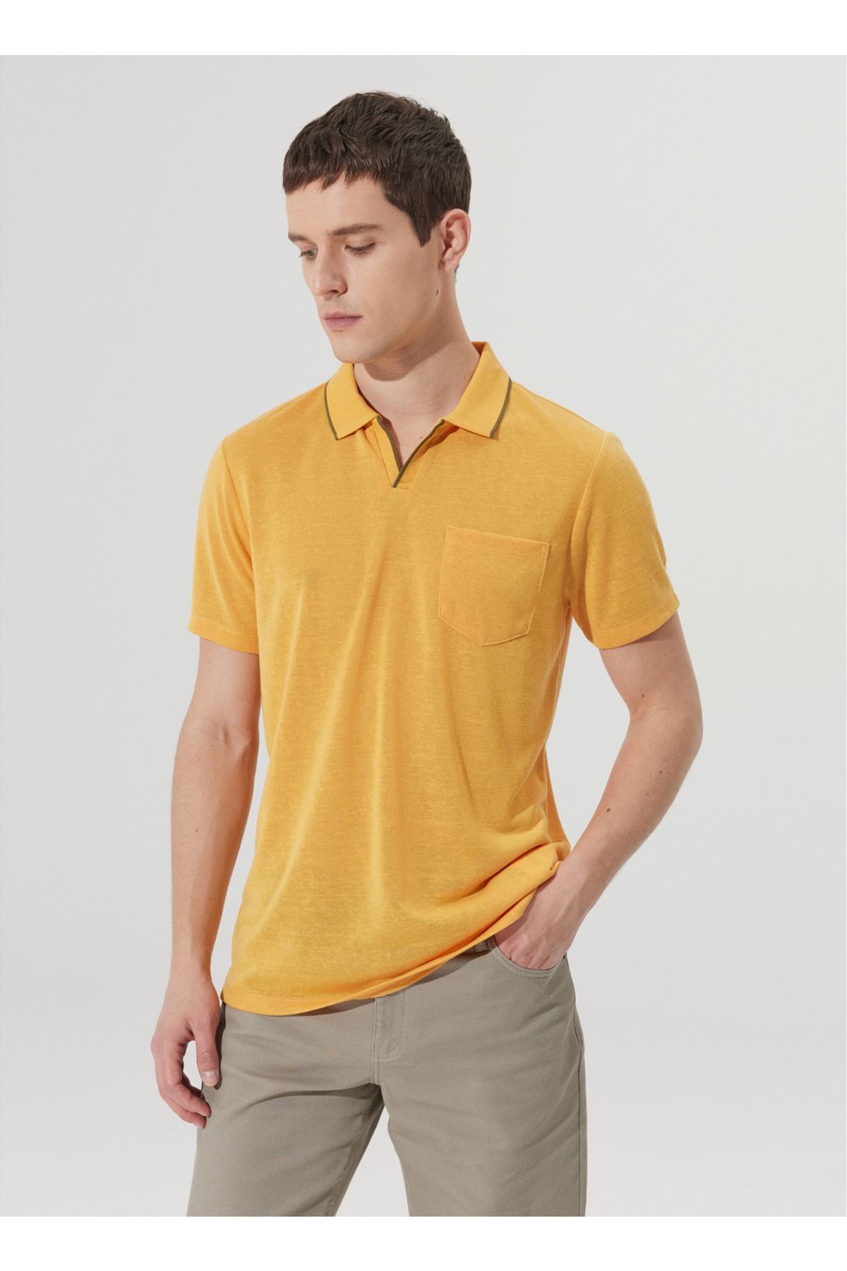 Altınyıldız Classics Polo Yaka Sarı Erkek T-shirt 4a4823200040
