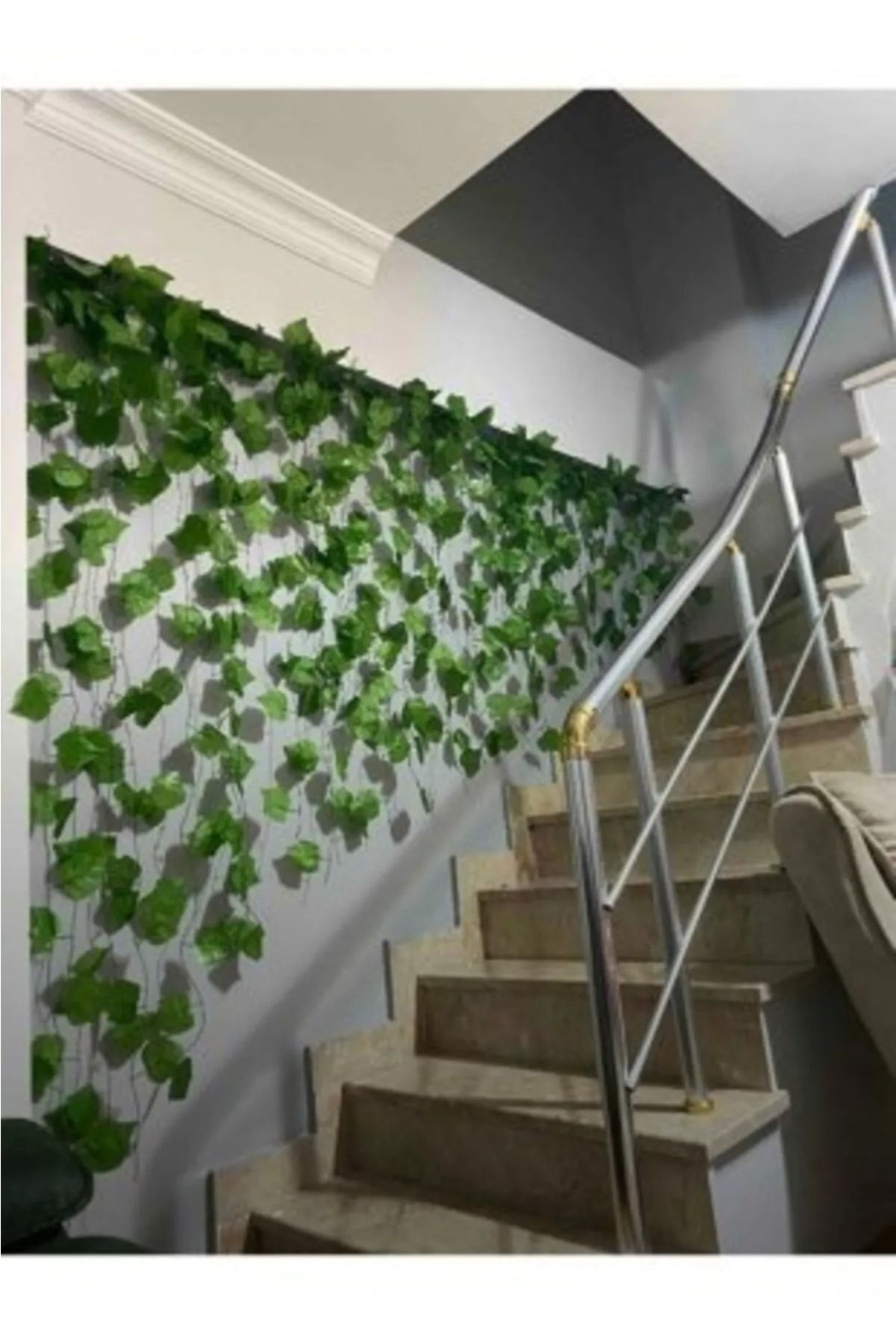 AKZ HOME Dekoratif Yeşil Yapraklı Yapay Sarmaşık 12'li Uzunluk 2 Metre 30cm