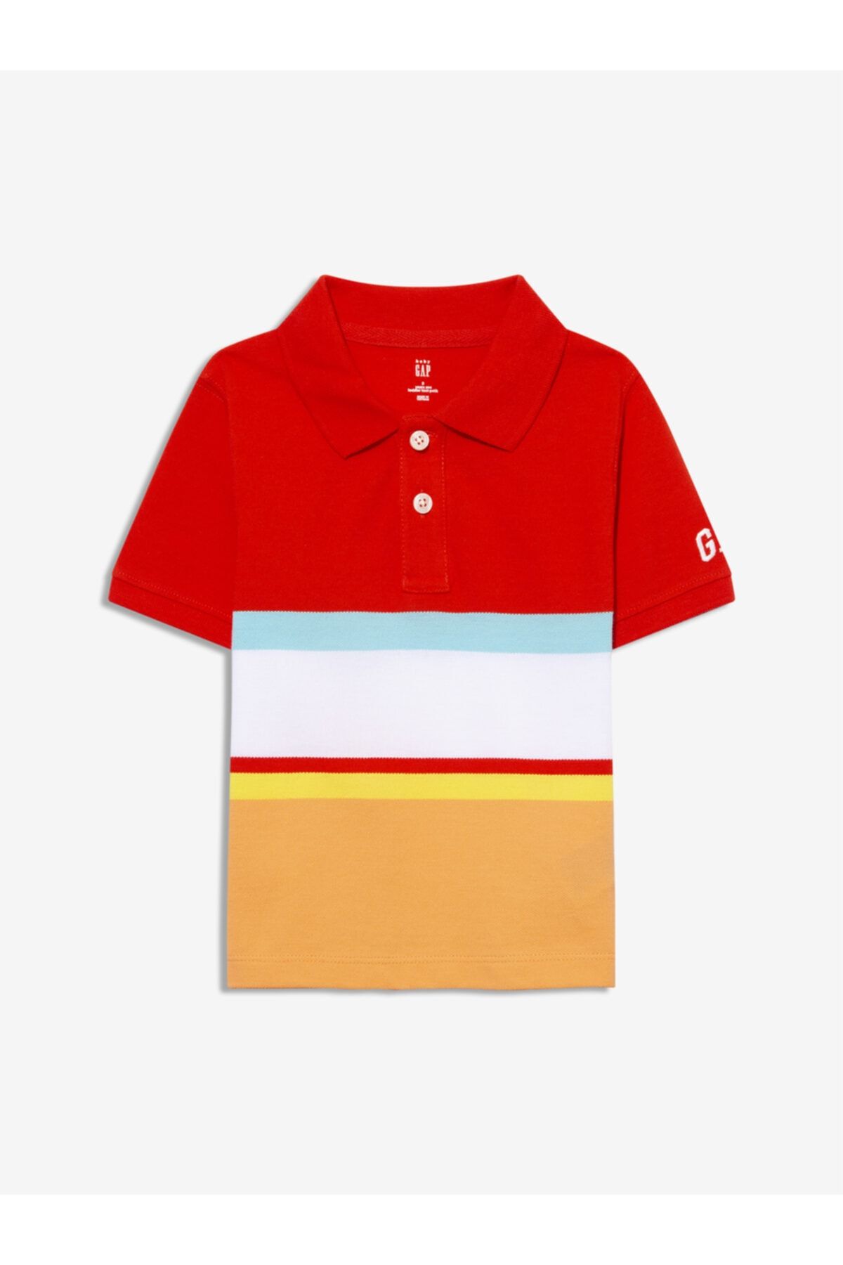 GAP Erkek Bebek Kırmızı Renk Bloklu Polo Yaka T-shirt