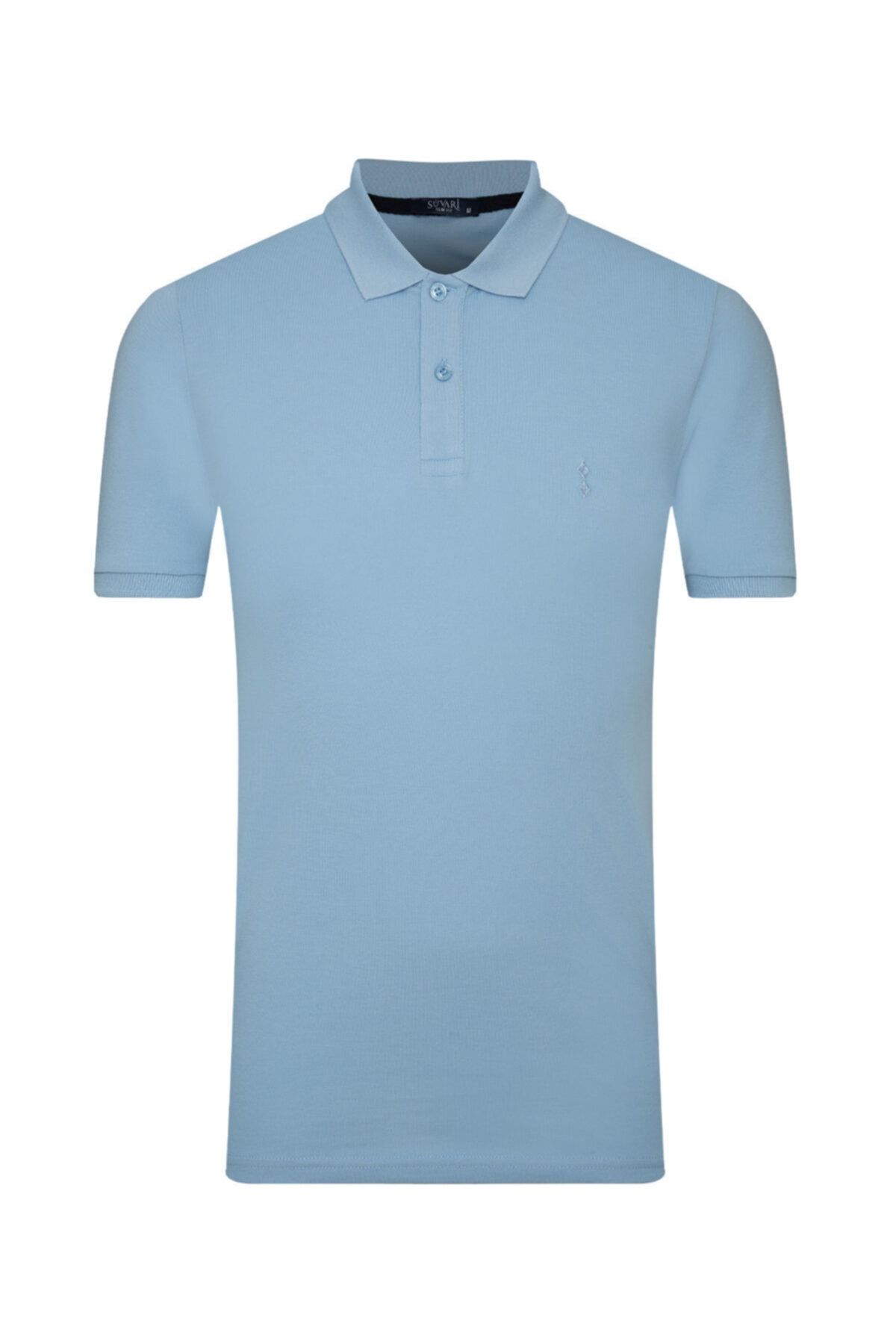 SÜVARİ Erkek Buz Mavisi Slim Fit Polo Yaka T-shirt