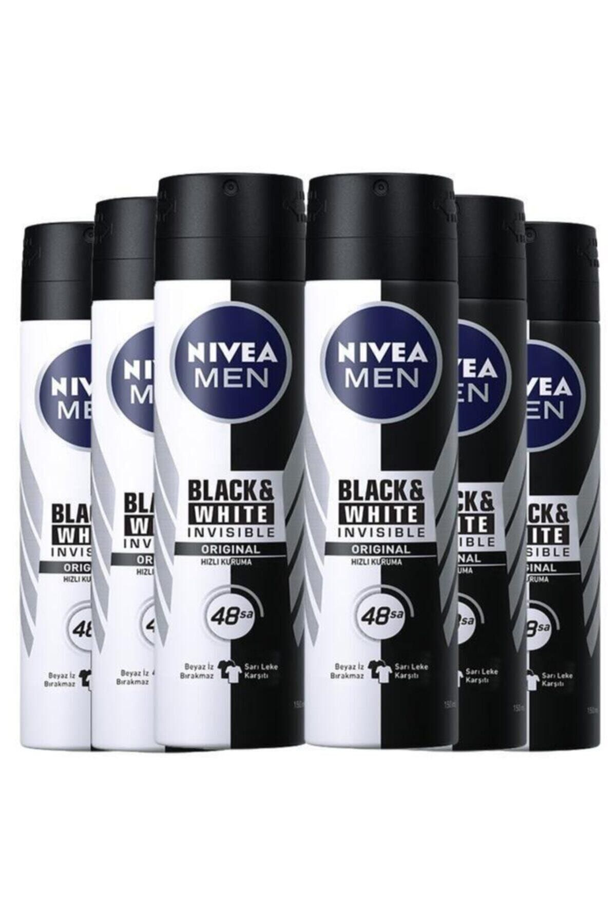 NIVEA Men Invisible Black & White Original 150 ml 6 Adet Deo Sprey