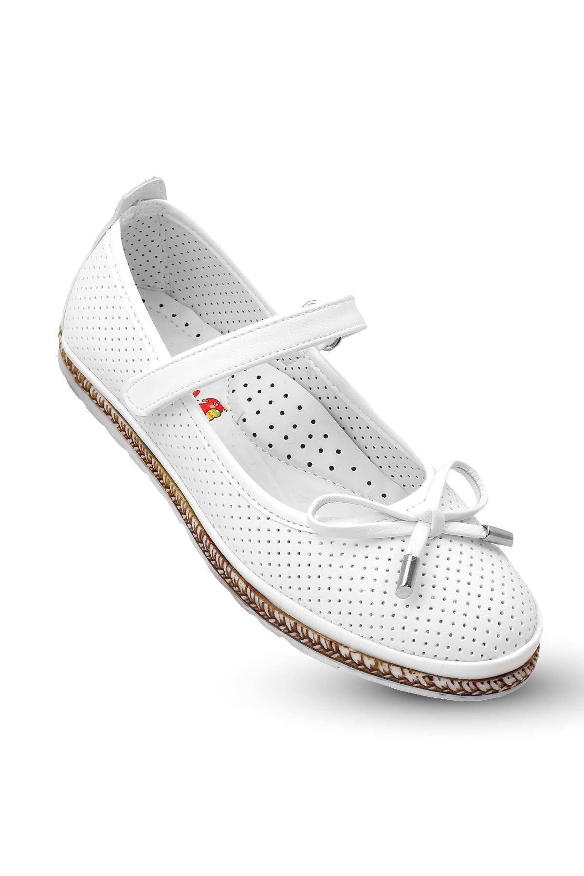 KAPTAN JUNIOR Kız Çocuk Beyaz Ortopedik Ayakkabı Spor Babet