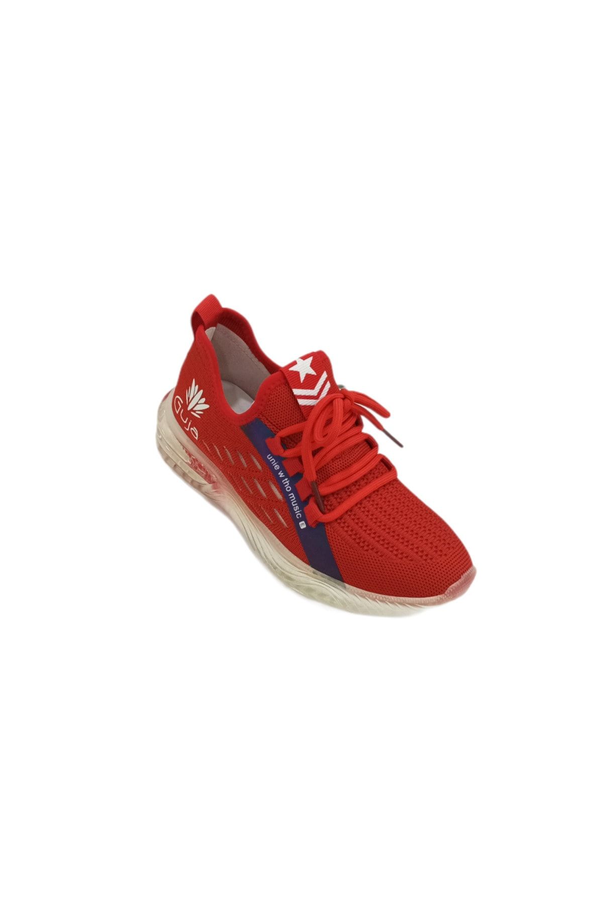 Guja Seffaf Tabanlı Örme Kırmızı Sneakers Günlük Spor Ayakkabı