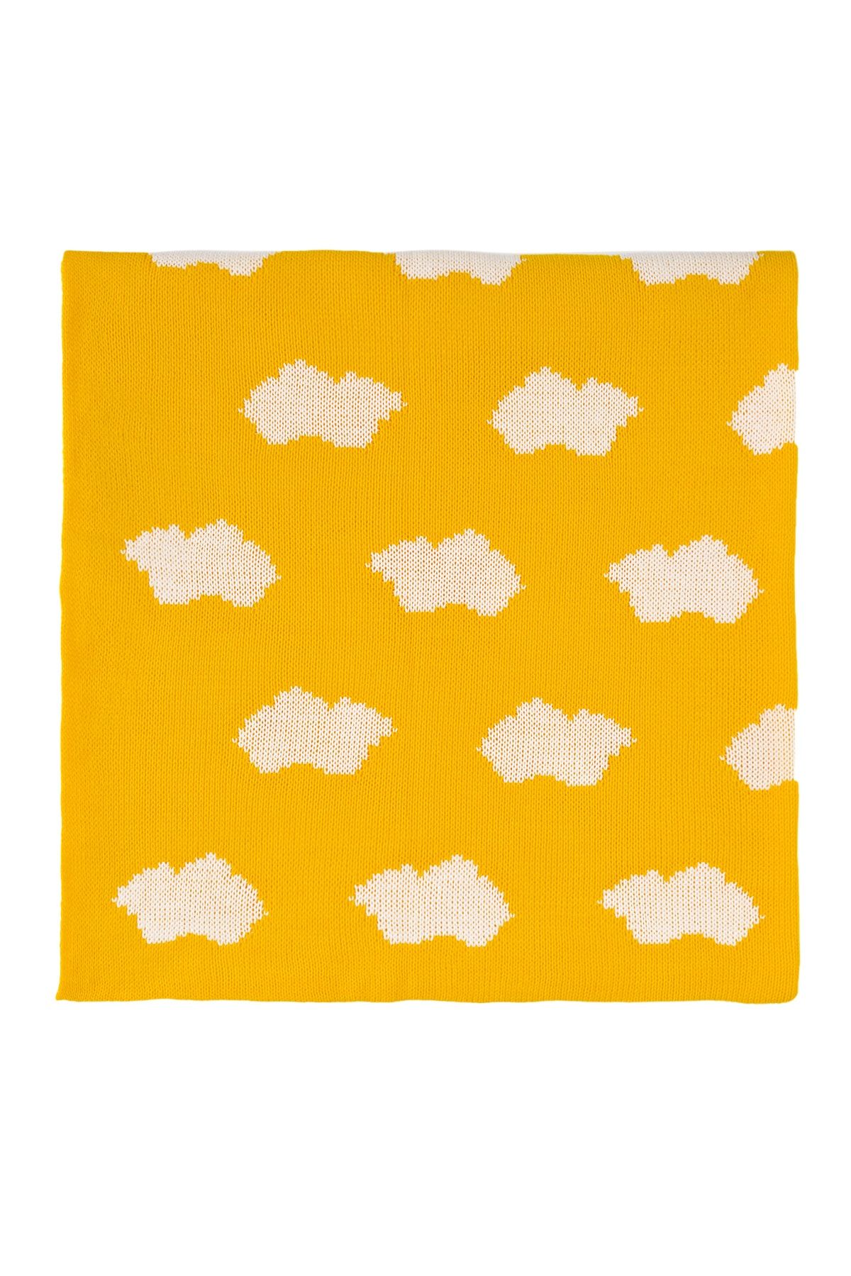BabyCoco Triko Örgü Bebek Battaniyesi Sarı Bulutlar 70x70 Cm