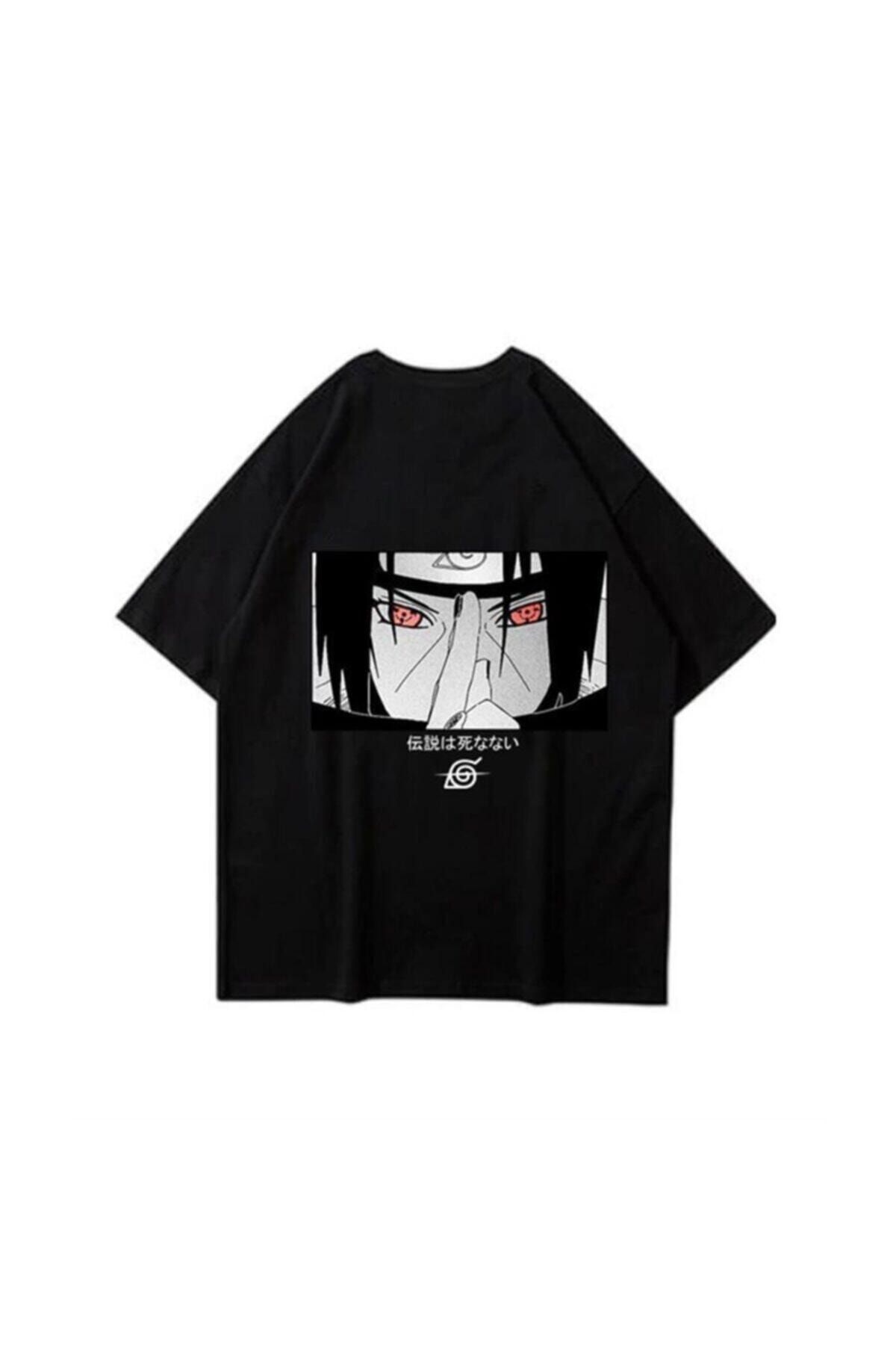 Köstebek Dailyfashion Unisex Siyah Naruto Uchiha T-shirt