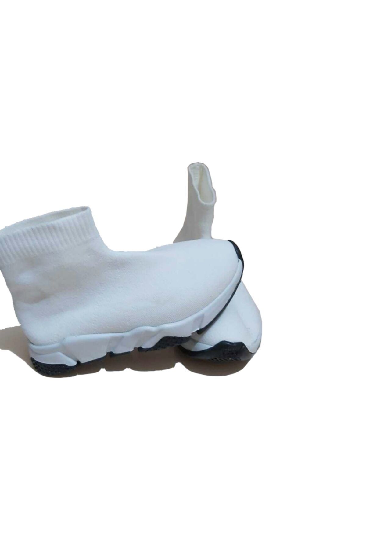 MİRKET Unisex Beyaz Çoraplı Beyaz Taban Sneakers Spor Ayakkabı
