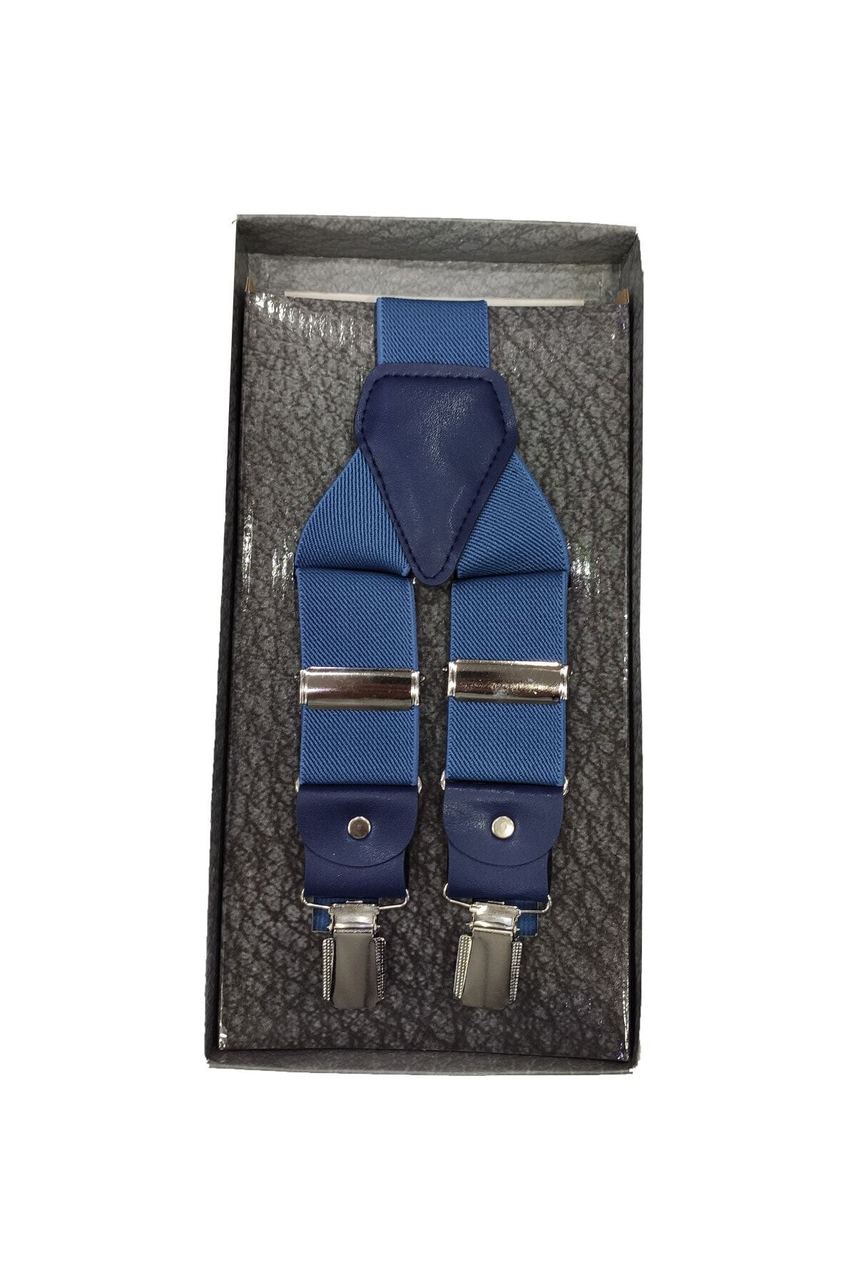 Elegante Cravatte Indigo Mavi Pantolon Askısı