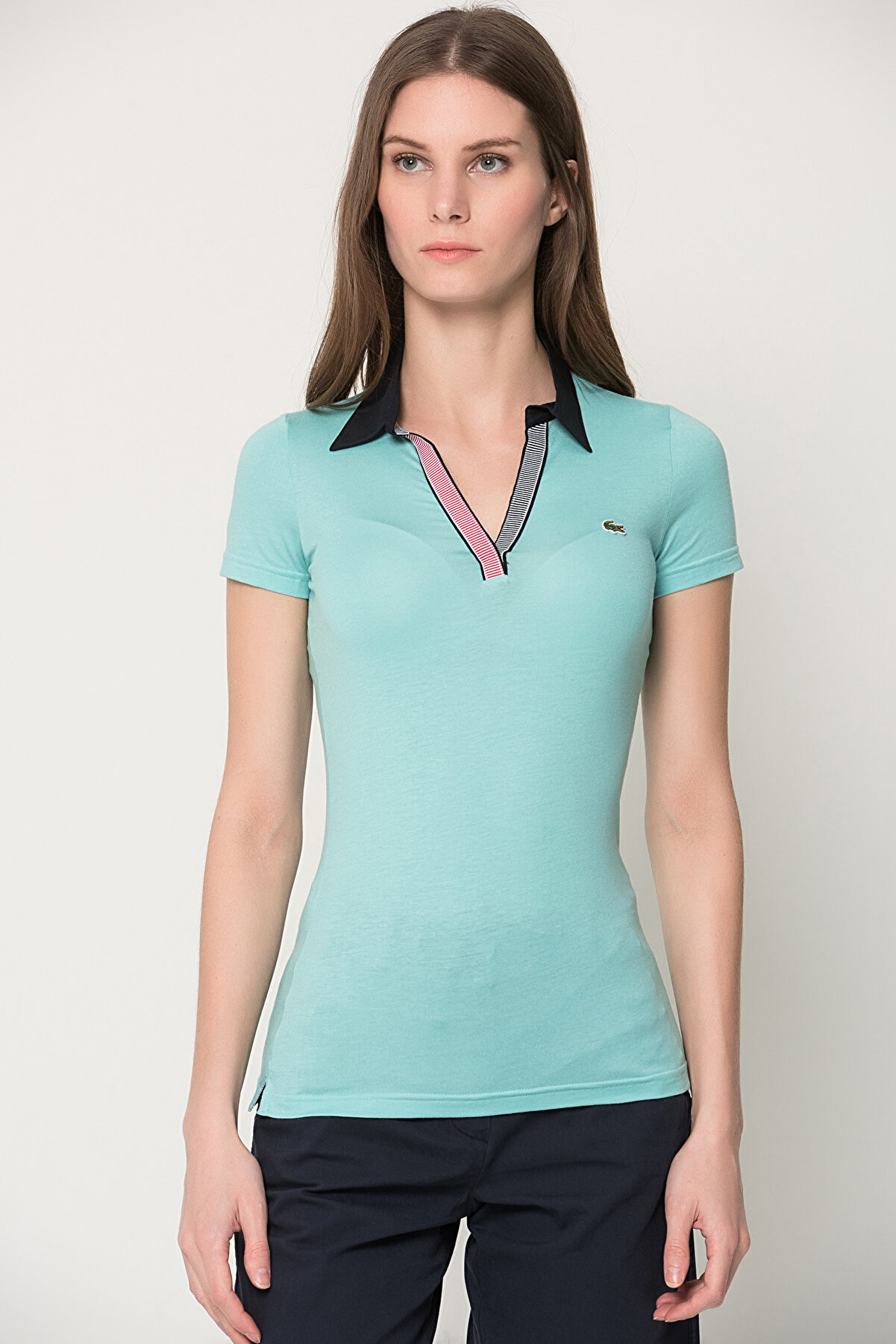 Lacoste Kadın Mavi Polo Yaka T-shirt DF0201-SS