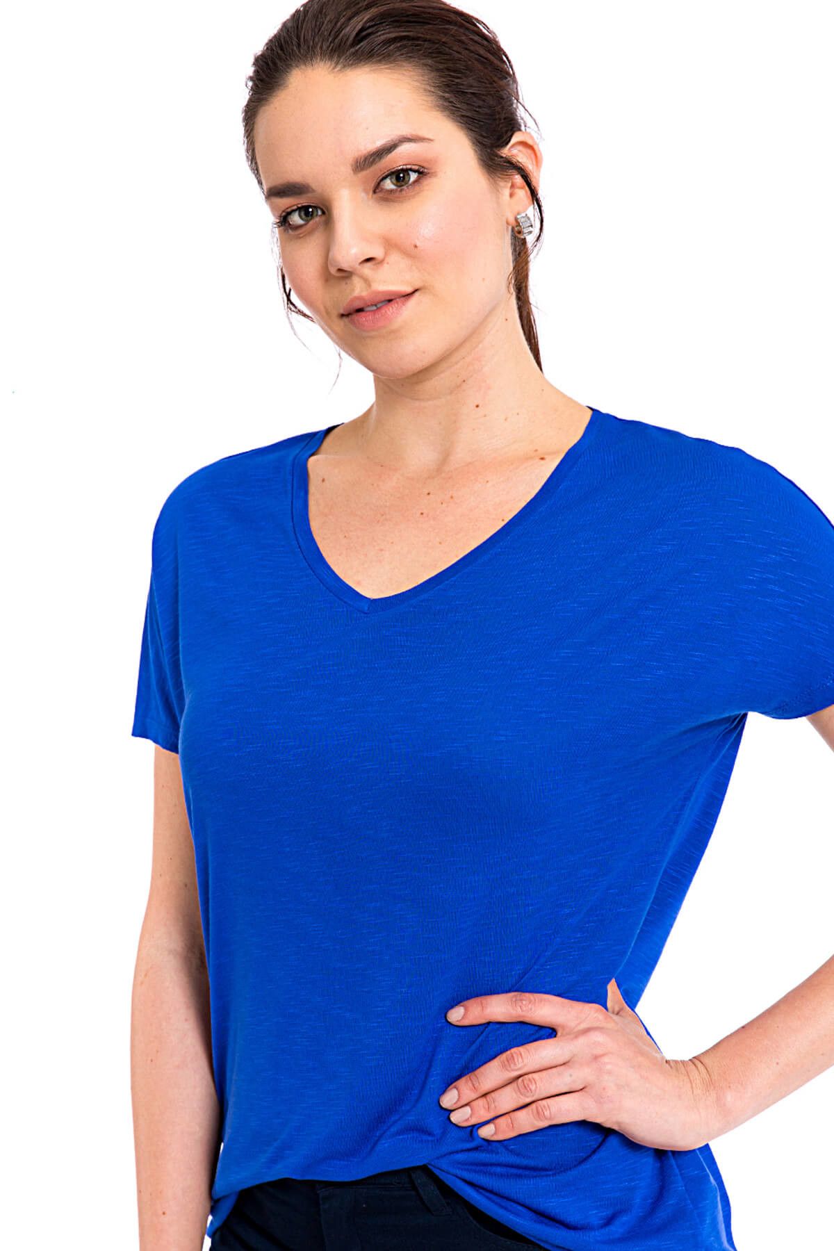 LC Waikiki Kadın Mavi T-Shirt 8SF482Z8