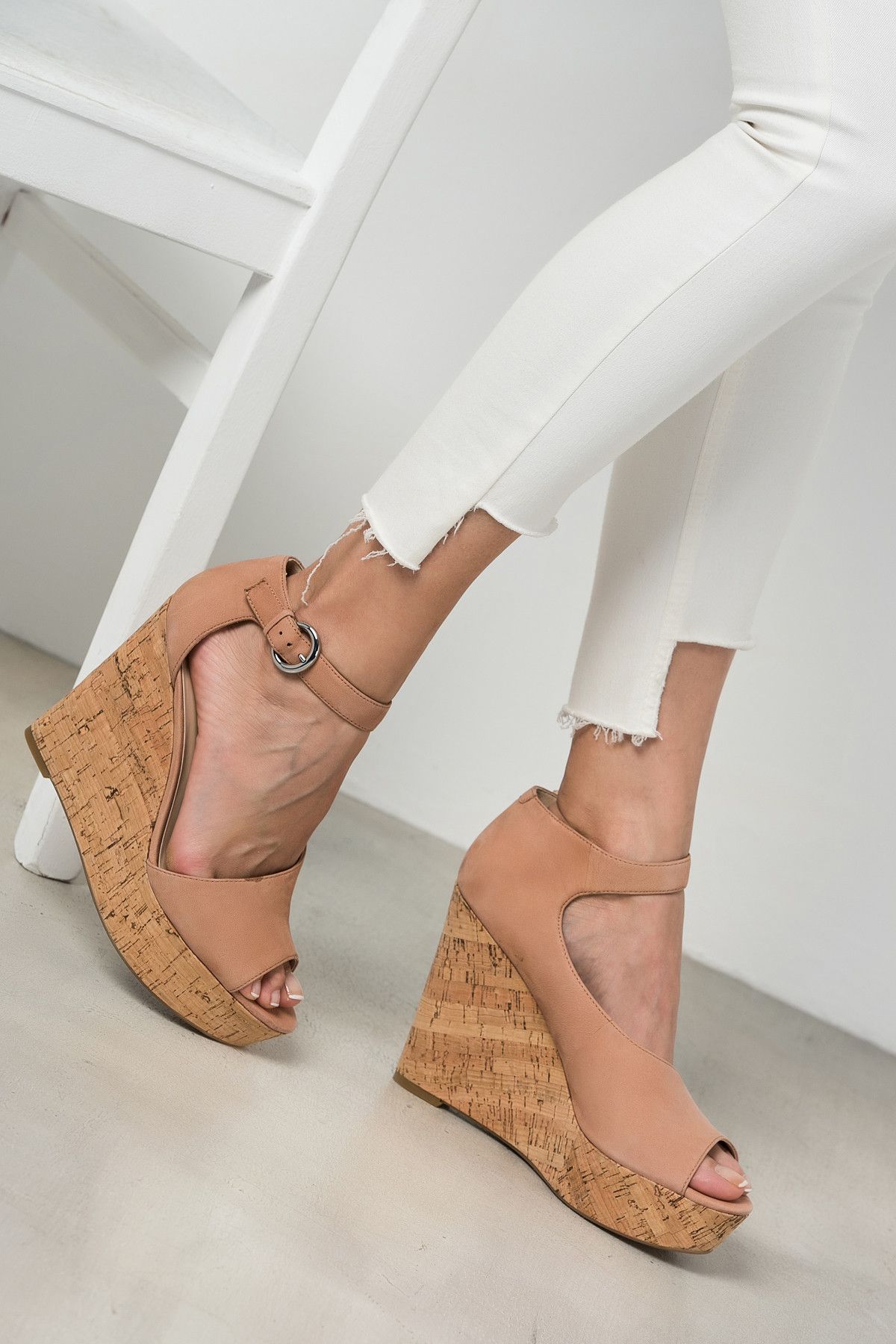 Nine West Bej Kadın Dolgu Topuk Ayakkabı 25009895-8SD