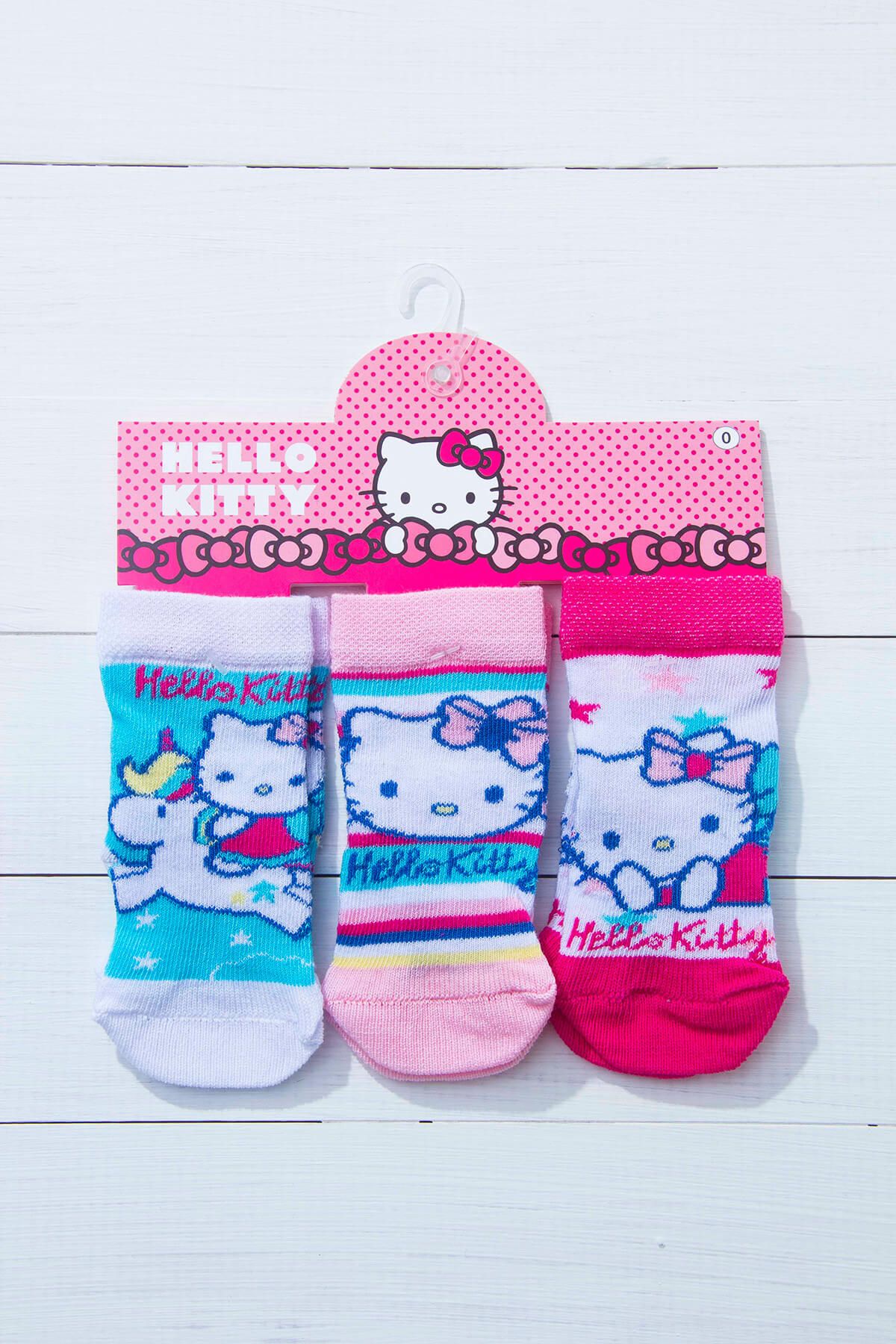 Hello Kitty Renkli 3'Lü Soket Çorap