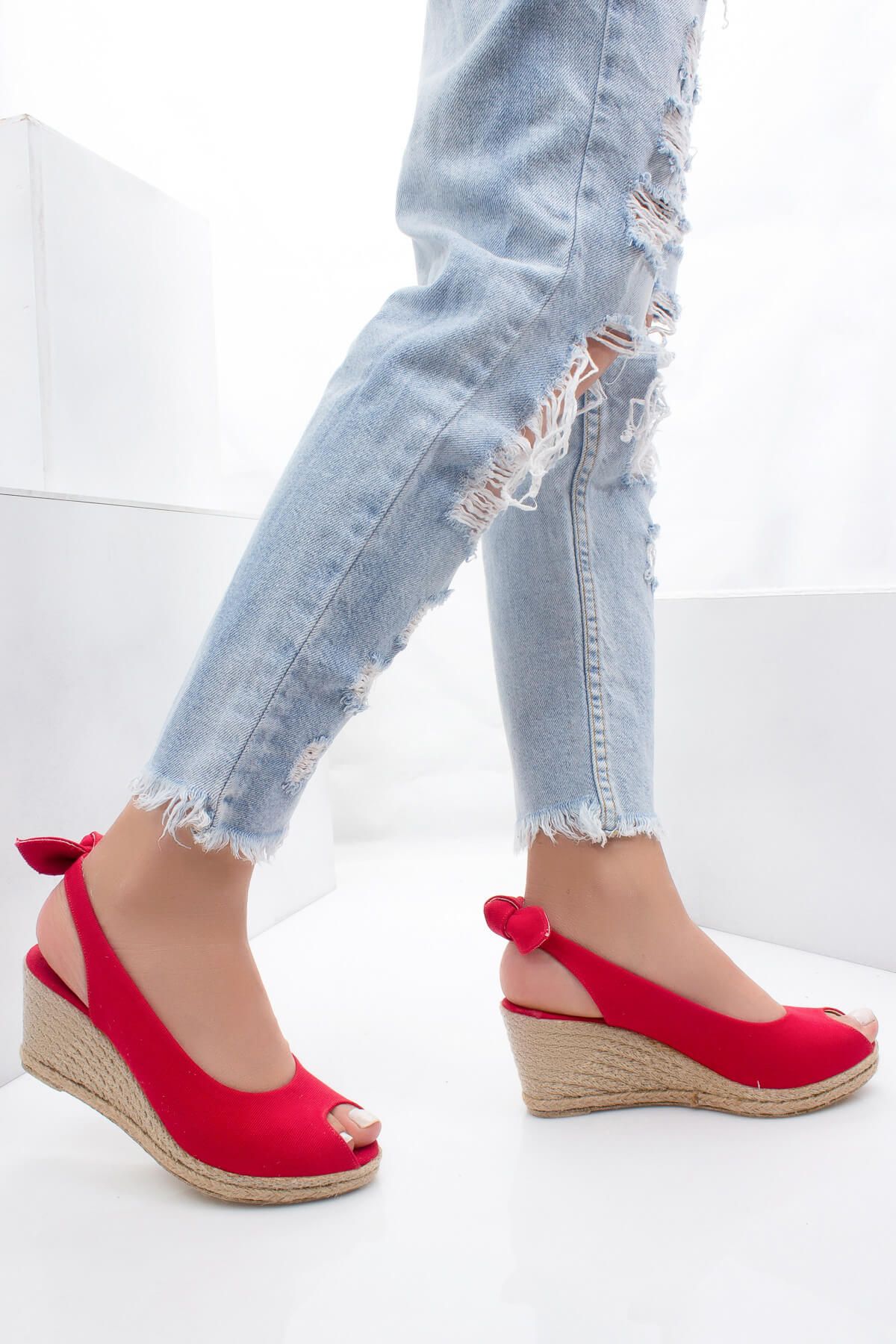 ayakkabıhavuzu Kırmızı Kadın Dolgu Topuklu Ayakkabı ASN316