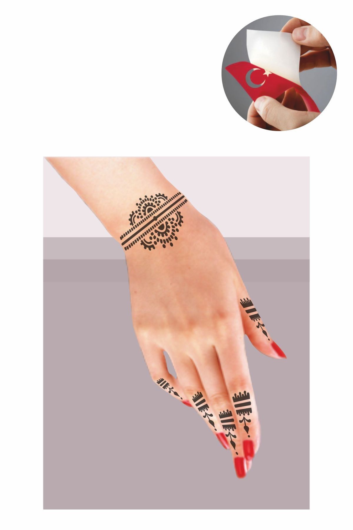 One Spray Tattoo Bilek Desen Dövmesi Dövme Şablonu Ve Kına Desenleri 5 Adet