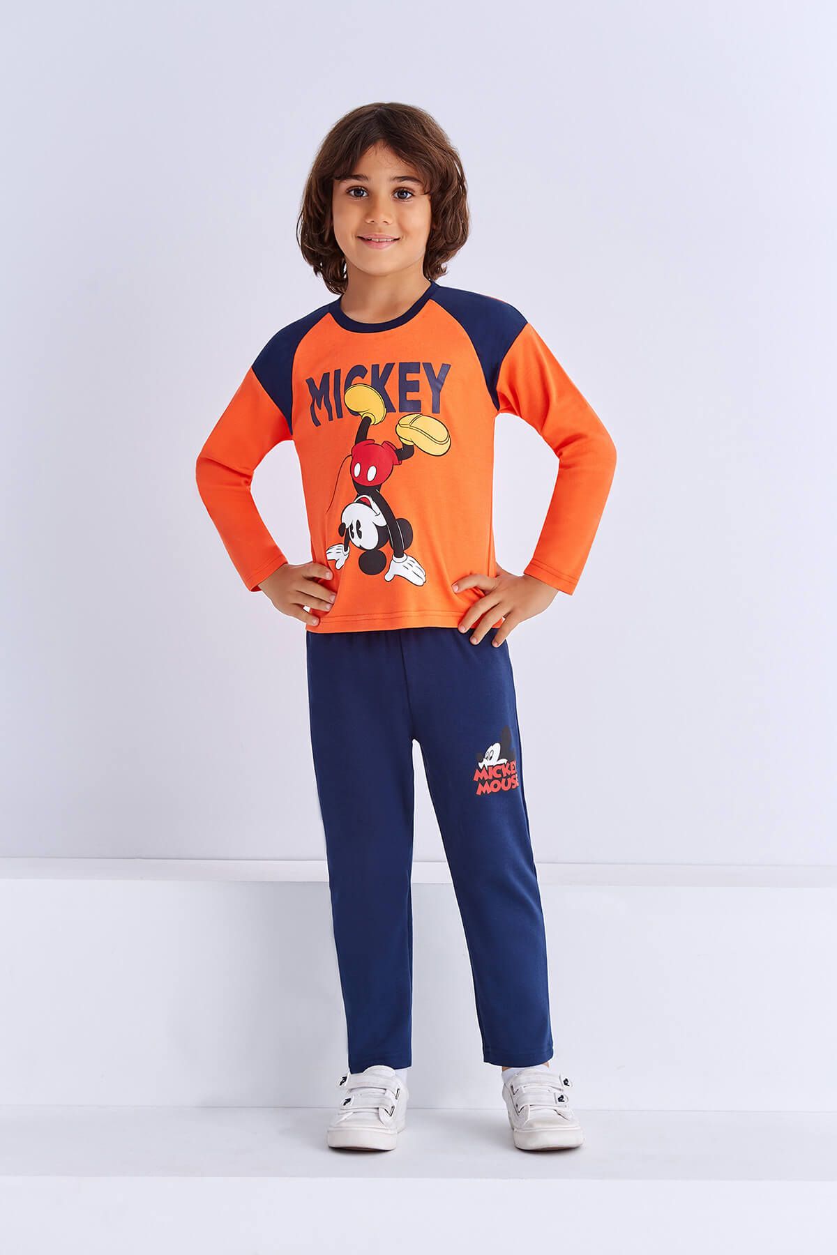 Mickey Mouse Mickey & Minnie Mouse Lisanslı Erkek Çocuk Pijama Takımı Oranj