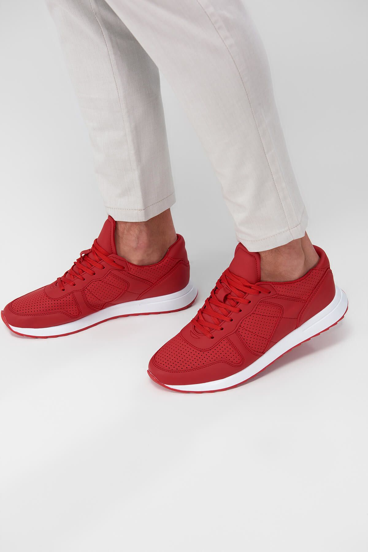 TRENDYOL MAN Kırmızı Erkek Sneaker - Delikli Spor Ayakkabı