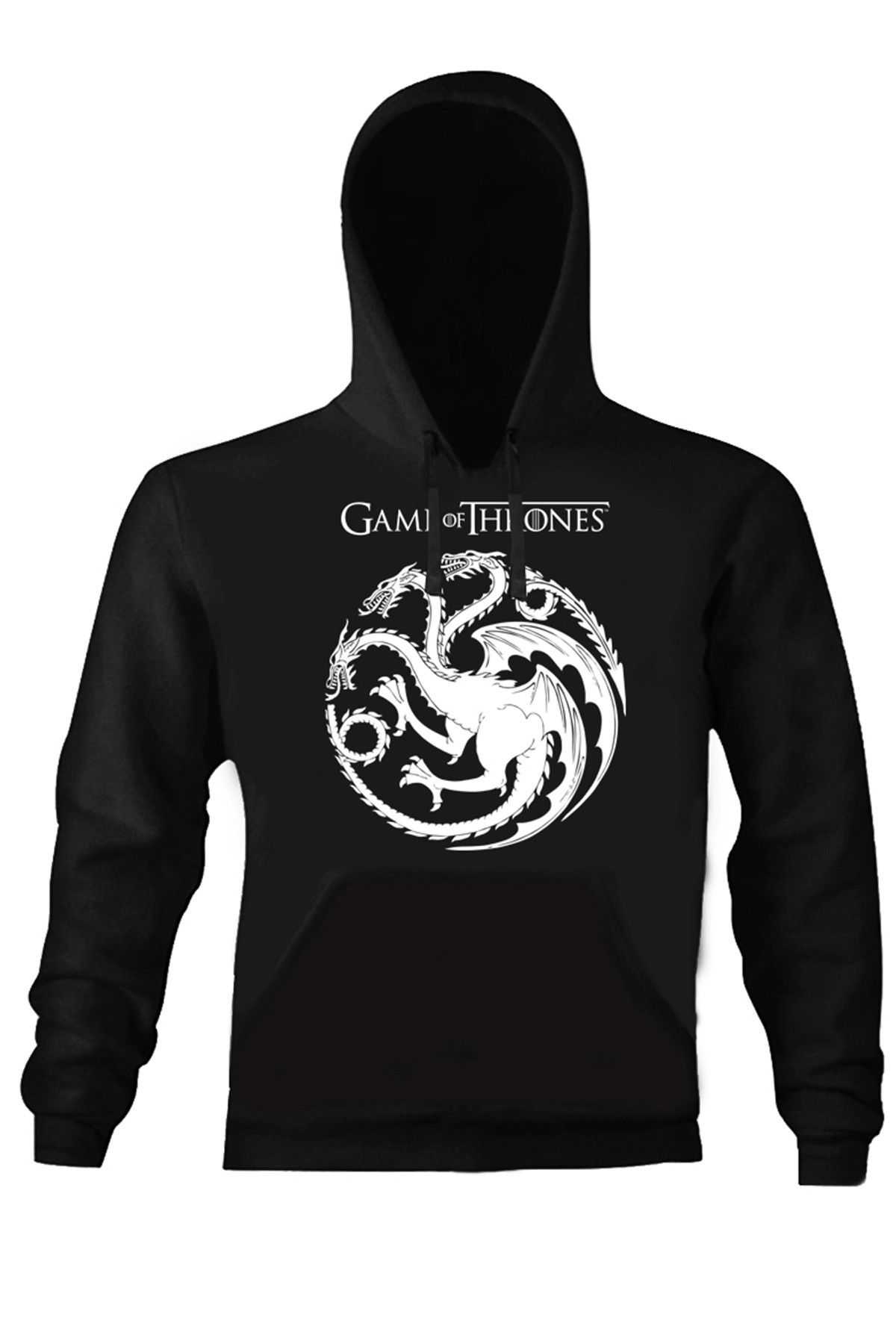 Art T-Shirt Kadın Siyah Game Of Thrones Dragons Kapüşonlu Unısex Sweatshirt ART018362W