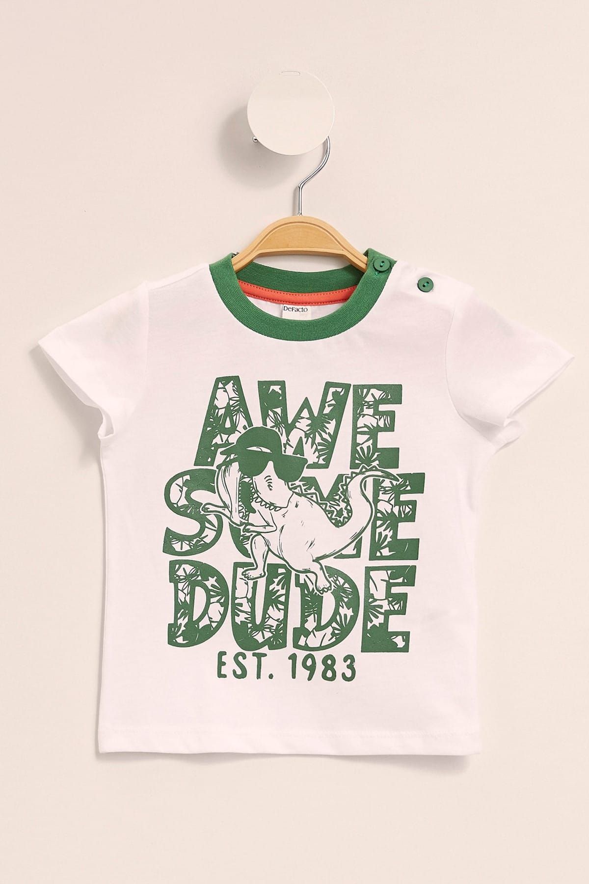 Defacto Beyaz Erkek Bebek Erkek Bebek Baskılı Kısa Kollu T-Shirt