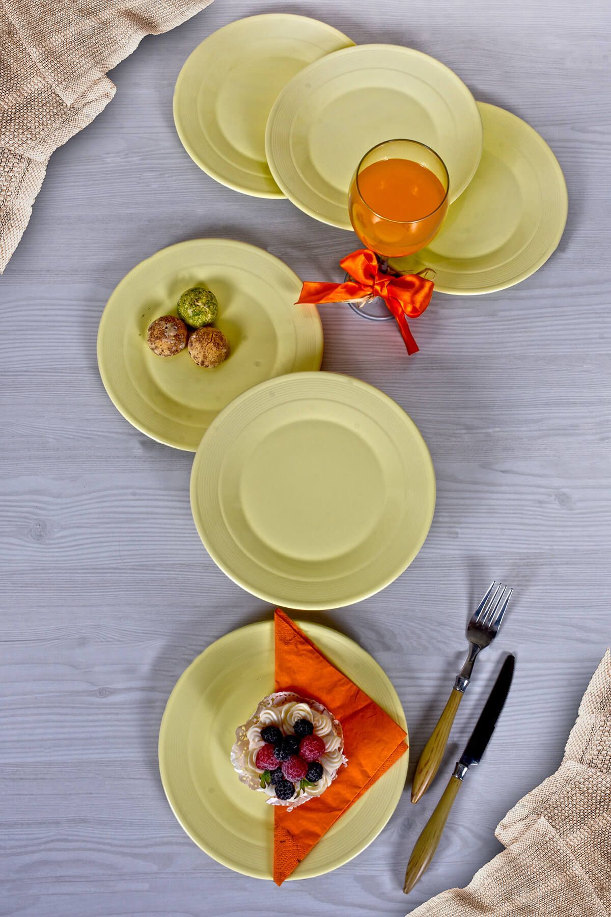 Keramika Açık Sarı Helezon Pasta Tabağı 21 Cm 6 Adet Fiyatı, Yorumları