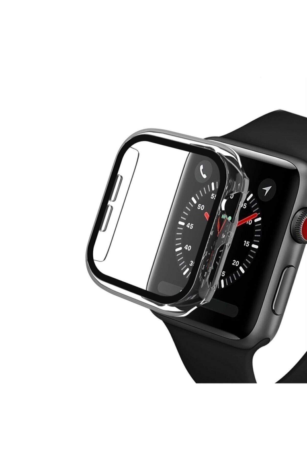 carecase Apple Watch Series Şeffaf Renk Sert Silikon Kılıf 44 Mm Tam Koruma