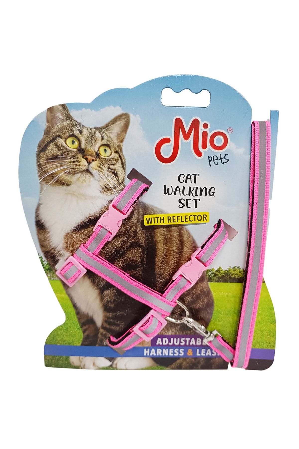 Mio Reflektörlü Kedi Gögüs Tasması Ve Gezdirme Seti - Pembe