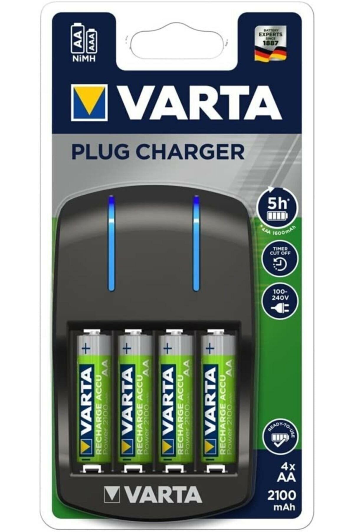 Varta Plug Charger Şarj Cihazı+4x2100 Aa Şarjlı Kalem Pil