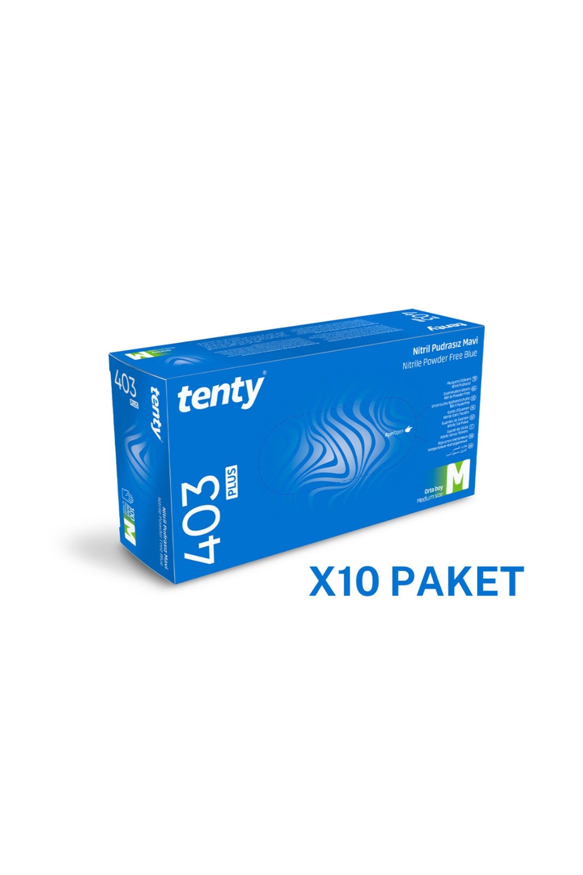 Tenty 403 Plus Medium, Pudrasız, Nitril Muayene Eldiveni 100'lü X10 Paket