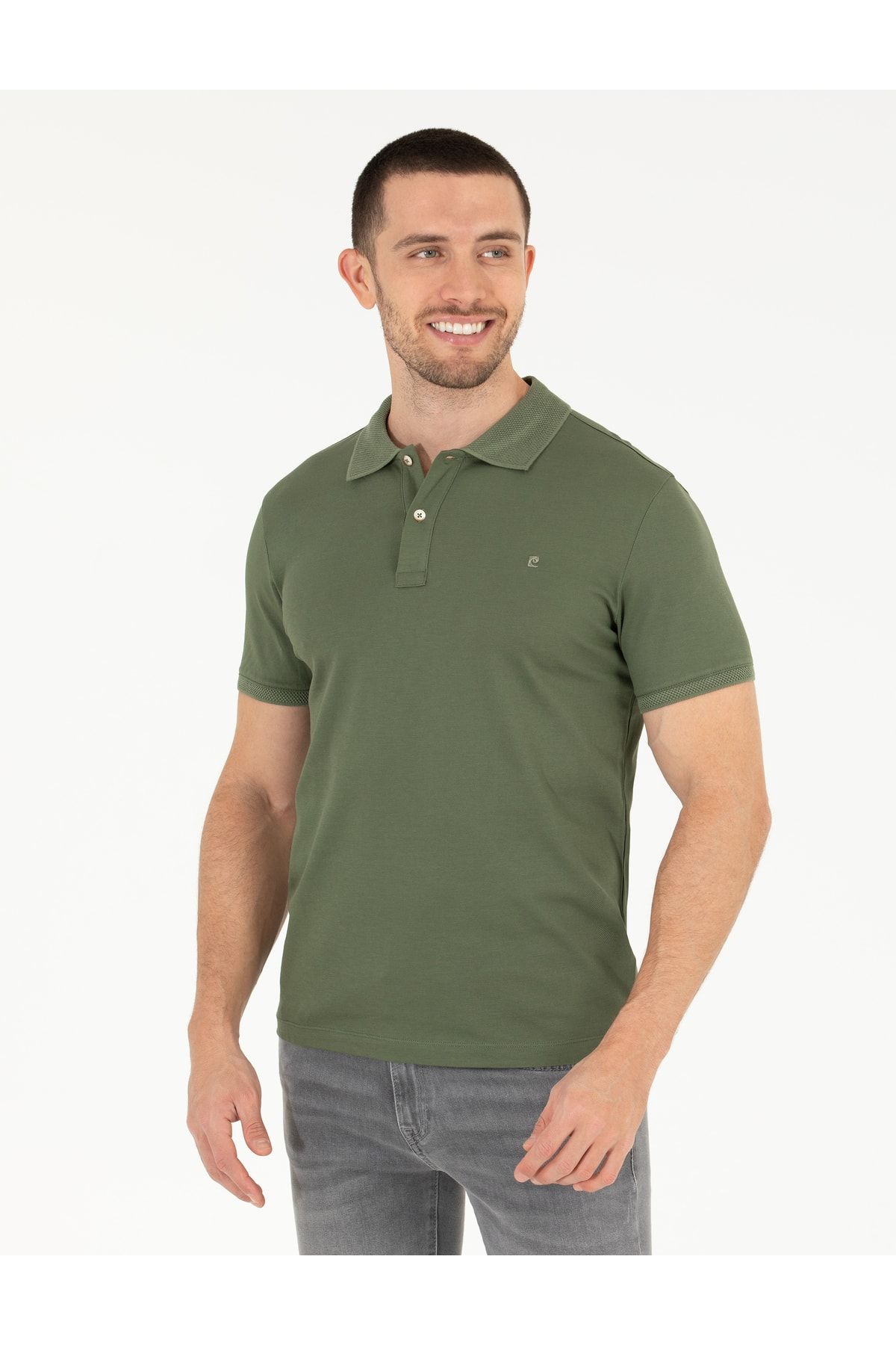 Pierre Cardin Dokuma Mercerized Slim Fit Yeşil Polo Yaka T-shirt