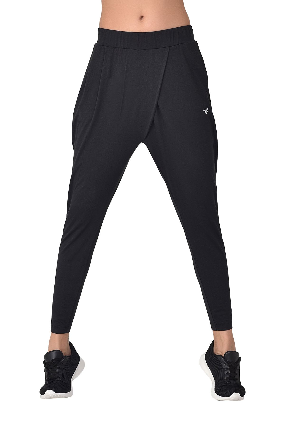 bilcee Kadın Siyah Yüksek Bel Cepli Spor ve Günlük Dar Paça Şalvar Jogger Yoga Pantolonu Eşofman Altı 8101