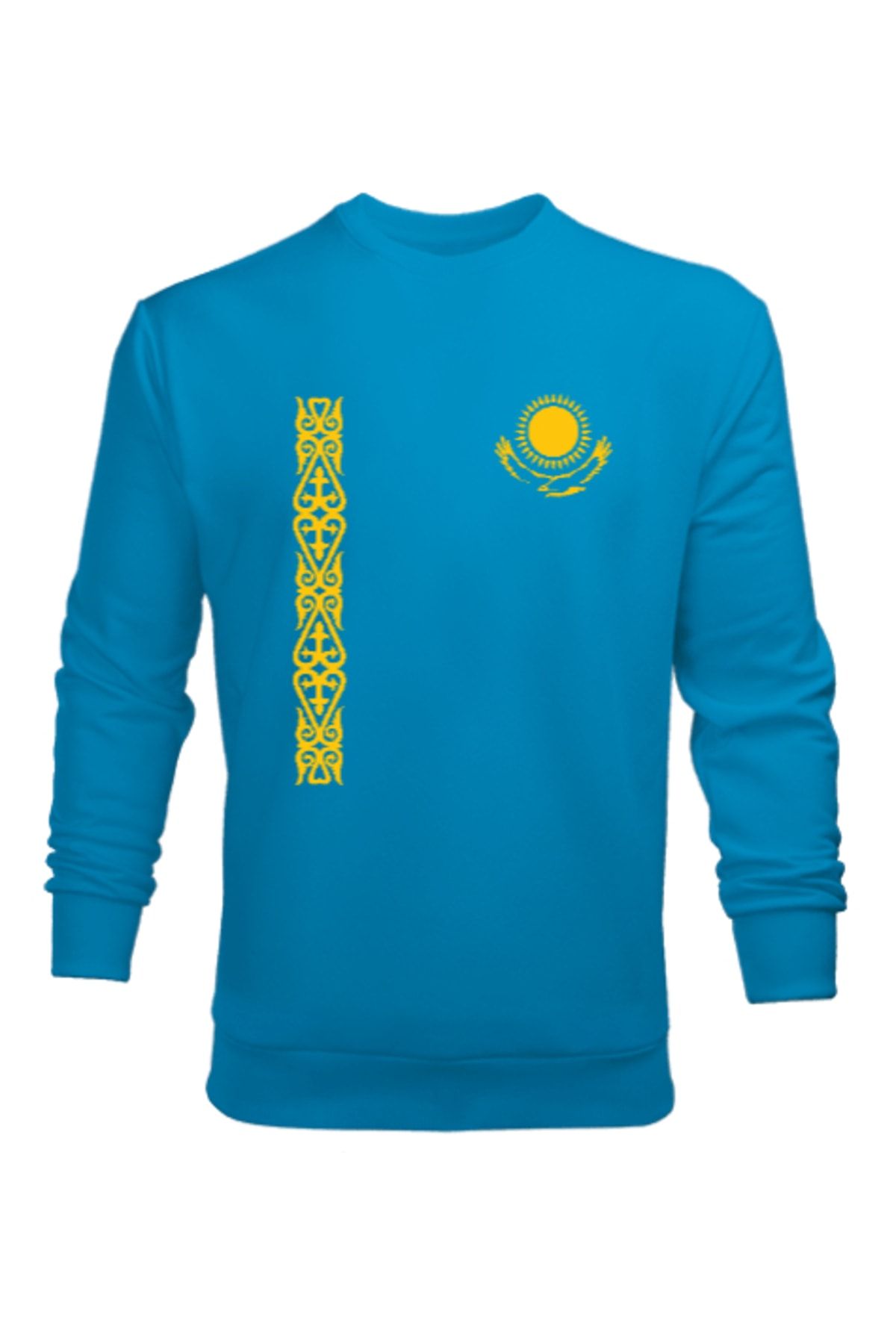 Tisho Kazakistan,kazakhstan,kazakistan Bayrağı,kazakistan Logosu,kazakhstan Flag. Turkuaz Erkek Sweatshirt
