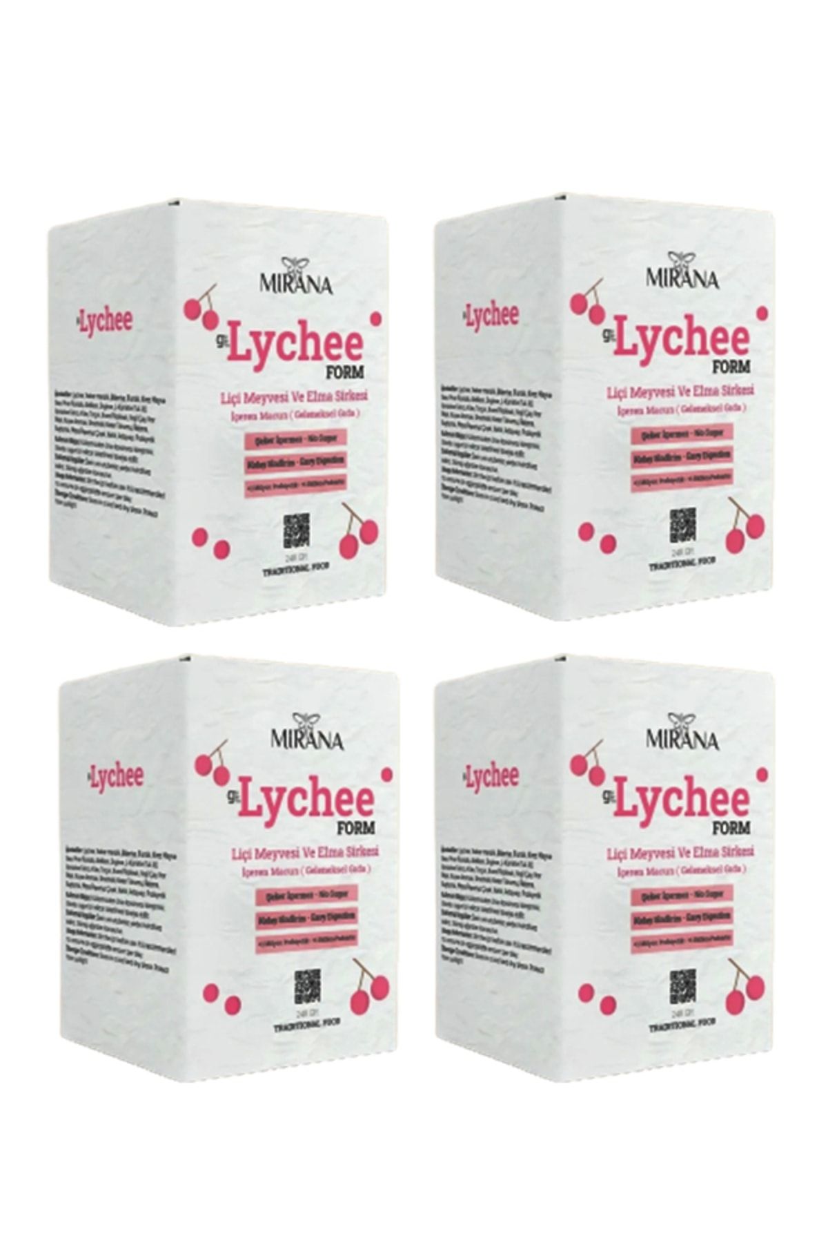 MİRANA Organic Lychee Form Macun 240 gr - Liçi 4 Adet