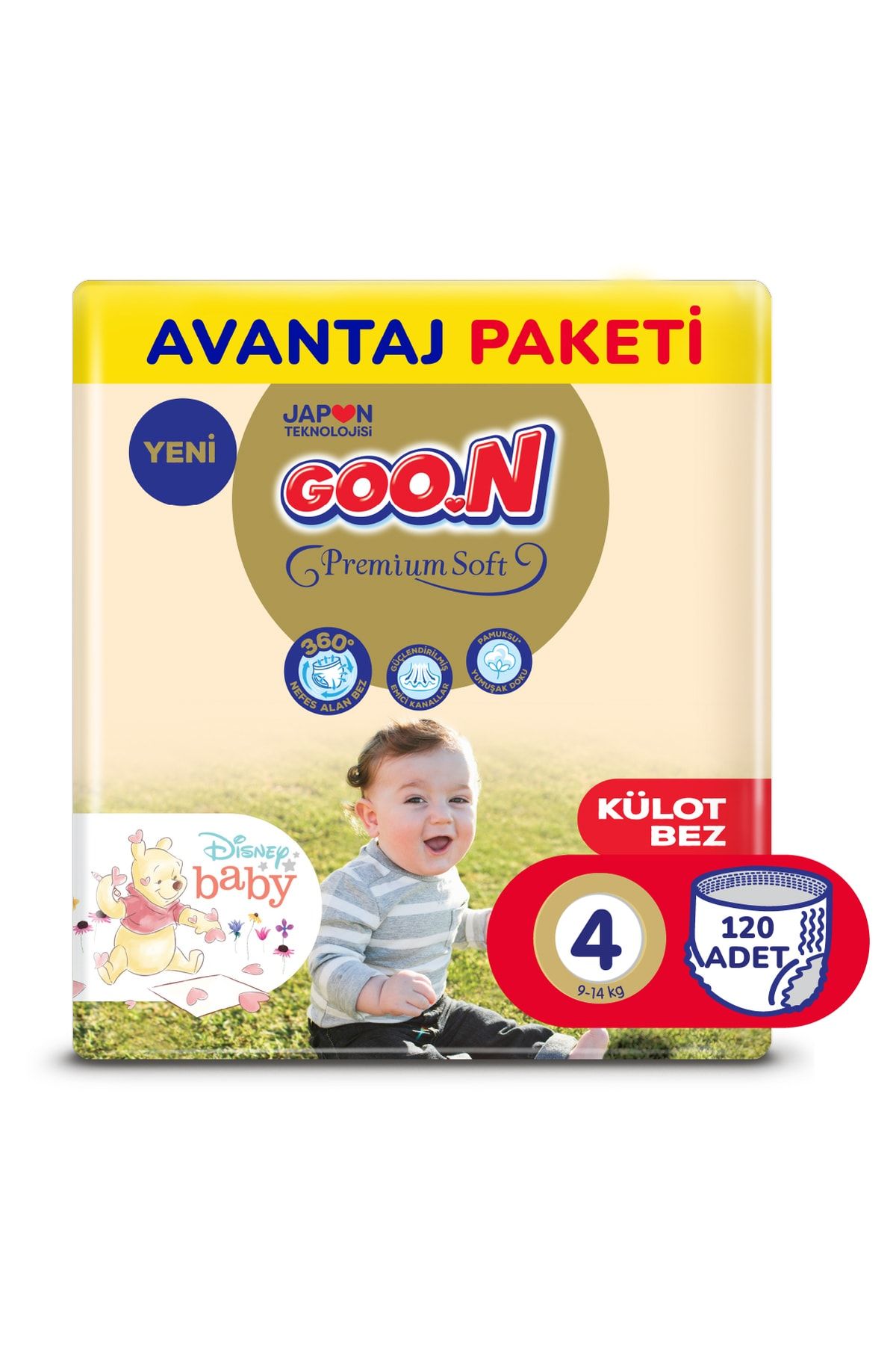 Goo.n Premium Soft 4 Numara Süper Yumuşak Külot Bebek Bezi Avantajlı Paket - 120 Adet