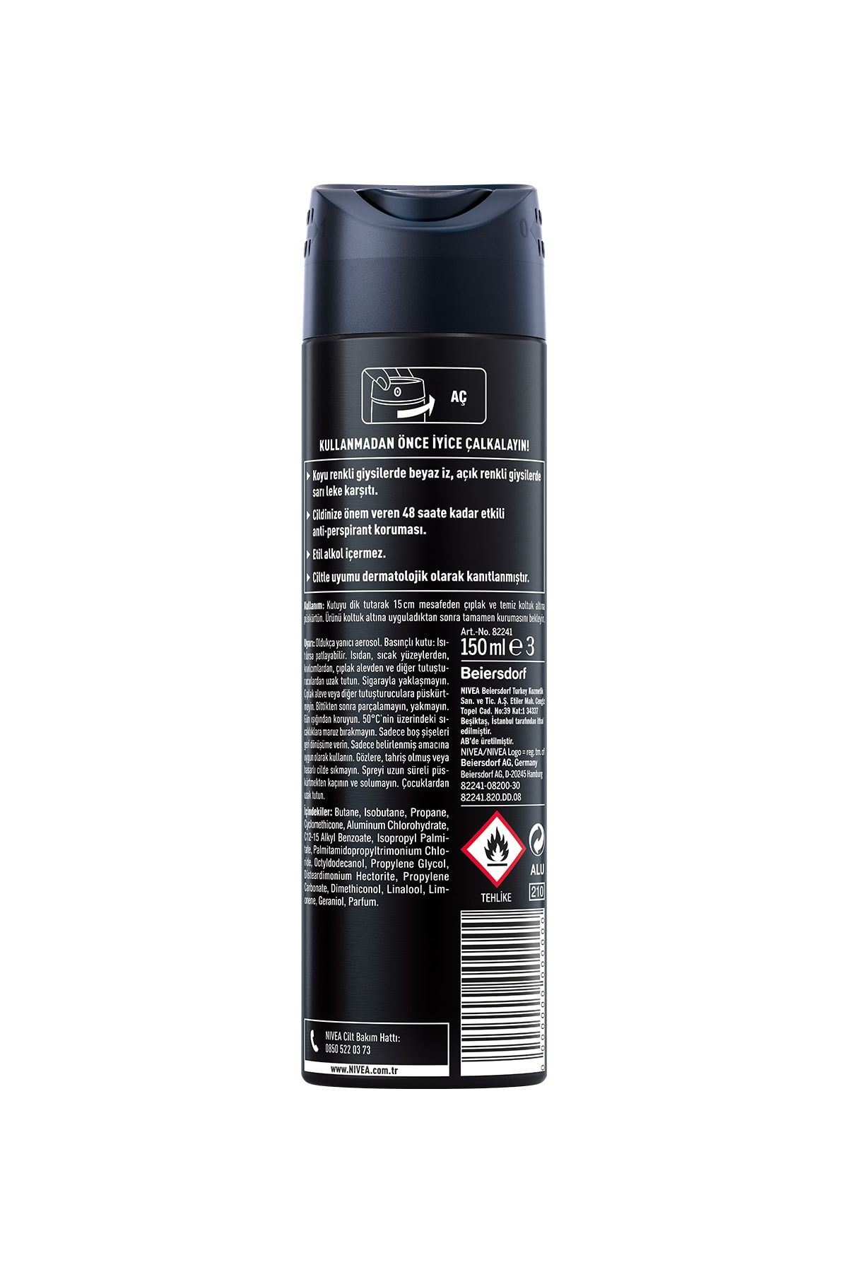 Men Erkek Sprey Deodorant Black&white Invisible Original 150ml,48 Saat Anti-perspirant Koruma_5