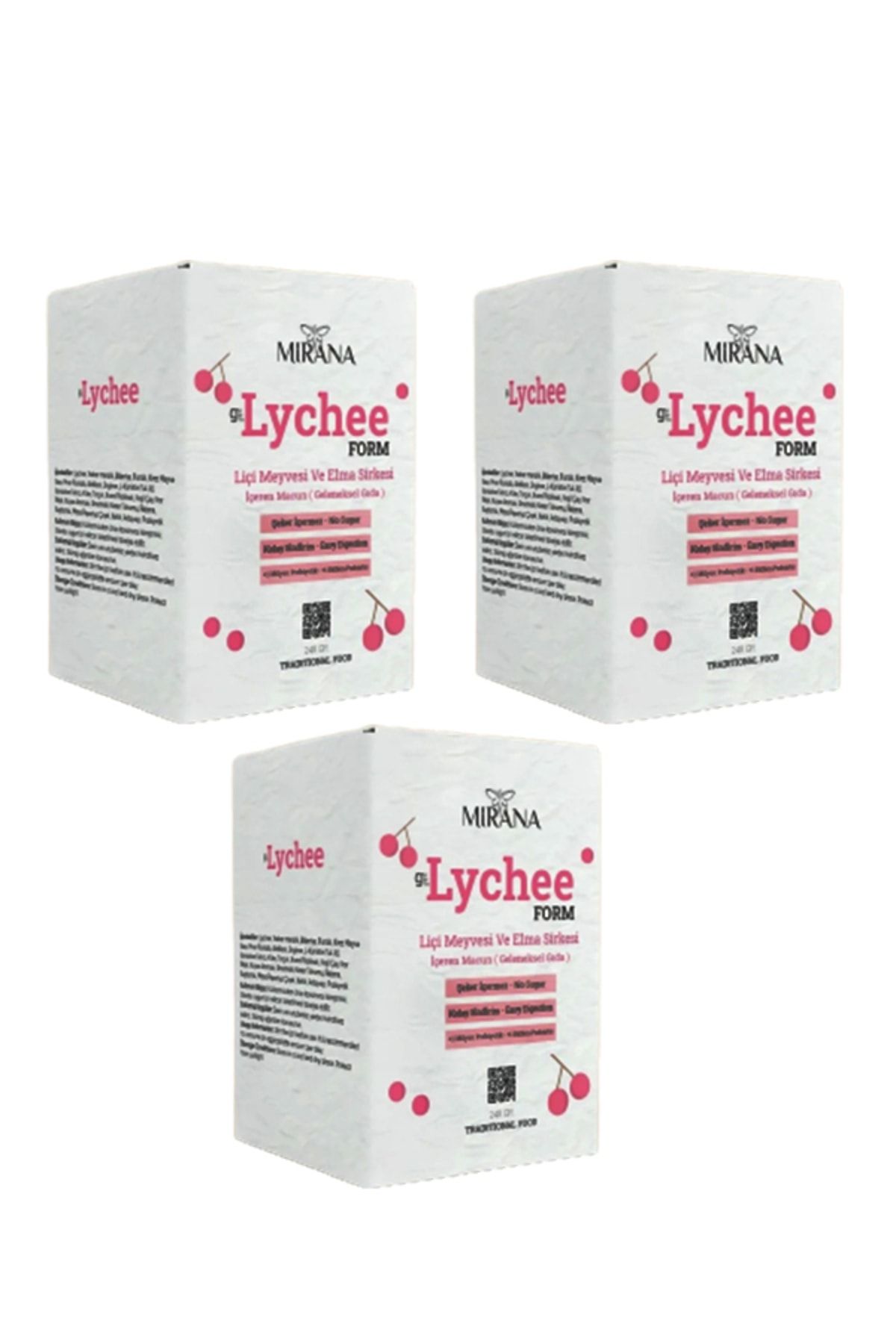 MİRANA Organic Lychee Form Macun 240 gr Liçi 3 Adet