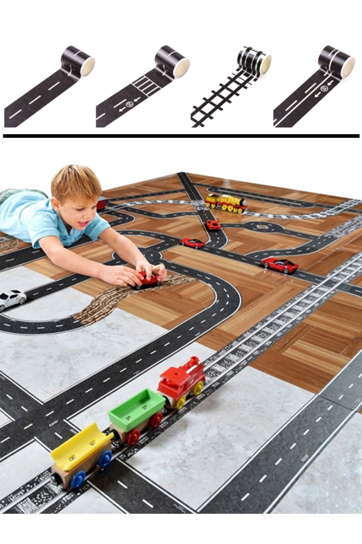 reklambalaj Çocuklar Için Yol Şeritleri, Trafik Lehvaları Ve Oyuncak Araba Etiketleri (13'lü Set-87 Adet)