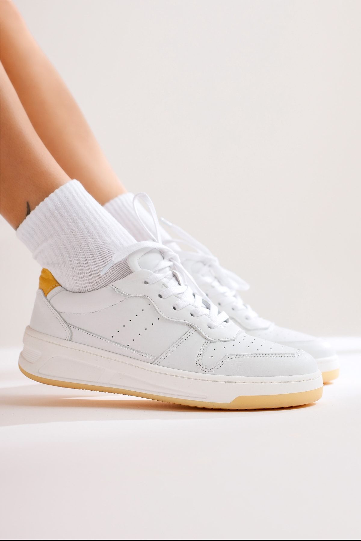 Limoya Hakiki Deri Vasty Beyaz Sneakers Spor Ayakkabı