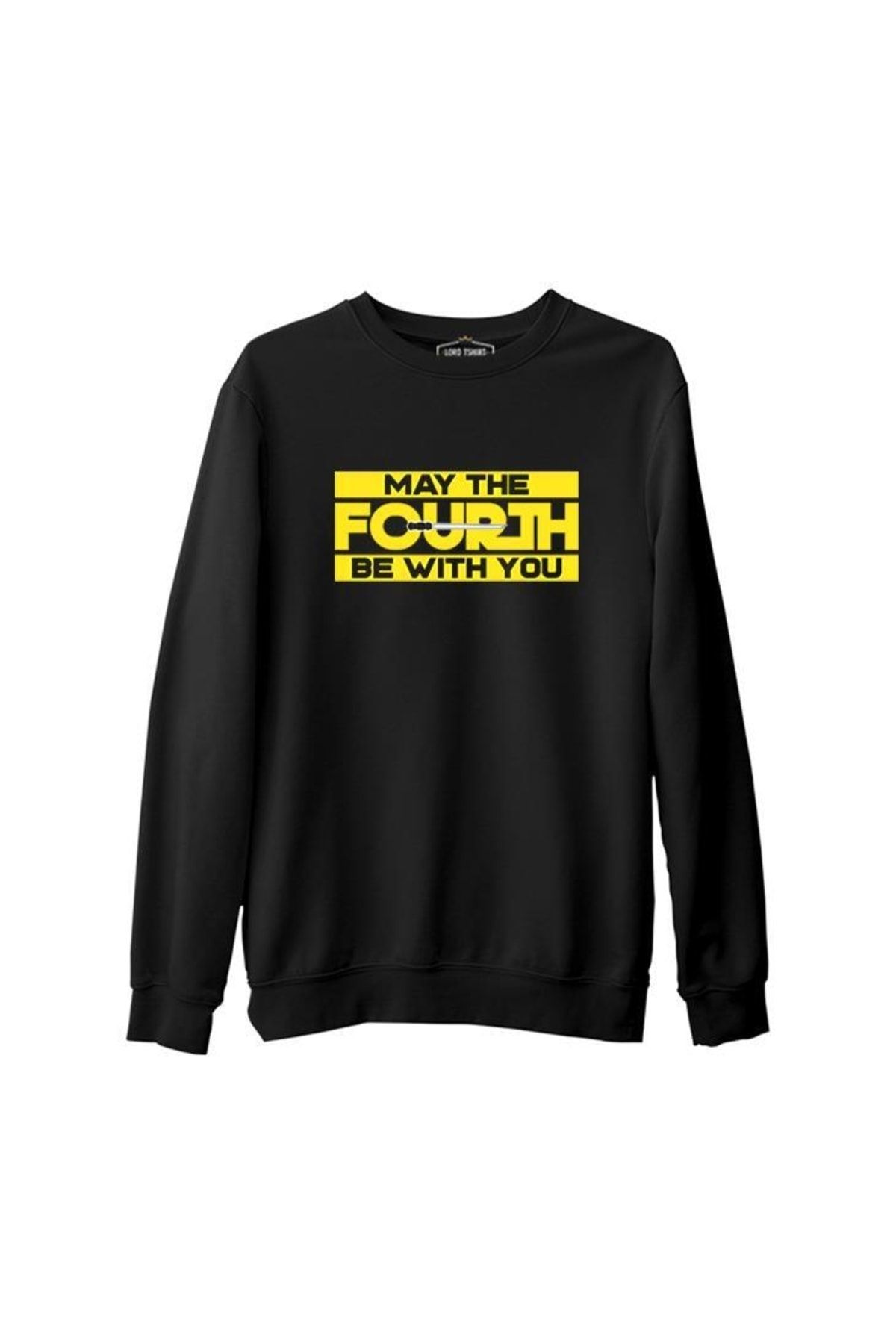 Lord T-Shirt May The Fourth With Lightsaber Siyah Erkek Kalın Sweatshirt