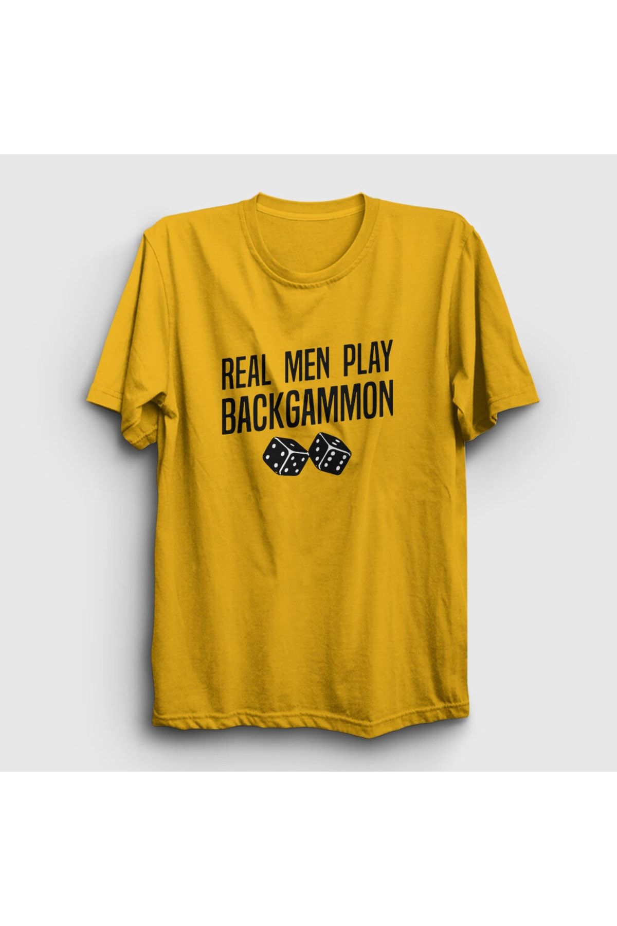 Presmono Unisex Sarı Real Men Backgammon Oyun Tavla T-shirt 418663tt