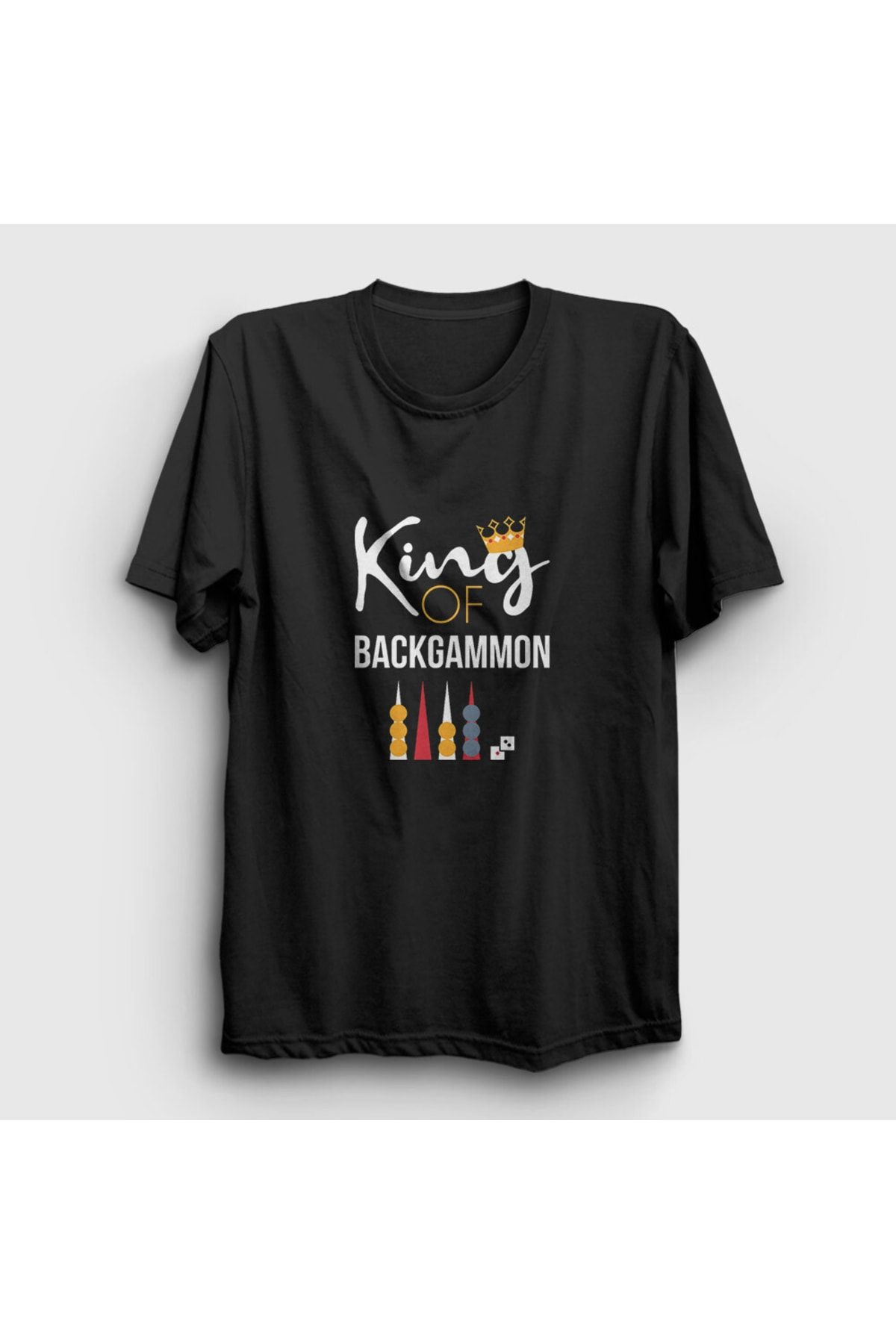 Presmono Unisex Siyah King Of Backgammon Oyun Tavla T-shirt 418263tt