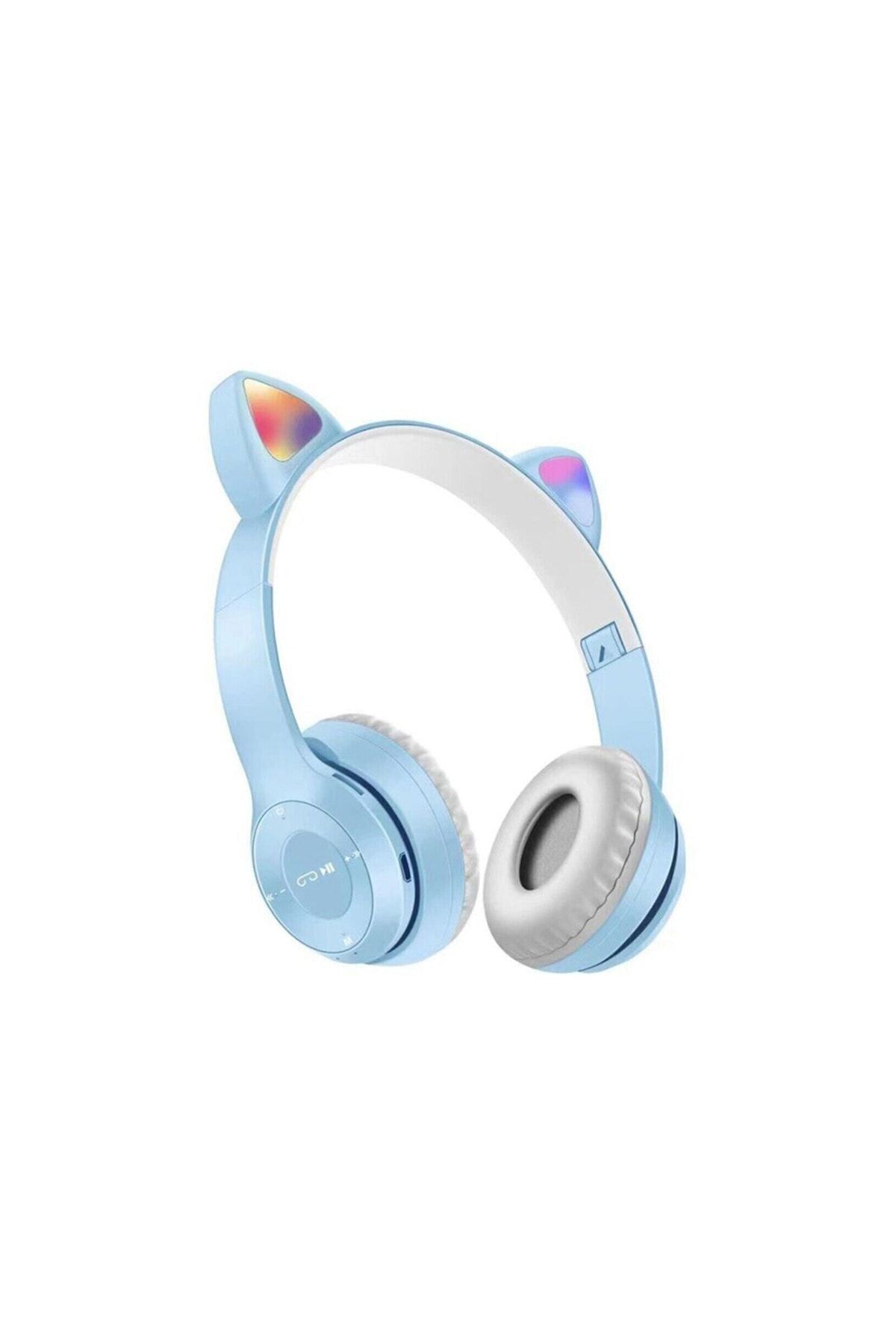 OWWOTECH P47m Işıklı Bluetooth Kulaklık 5.0 Kablosuz Katlanabilir Kedili Kulaklık Parti Işıklı Kulaklık
