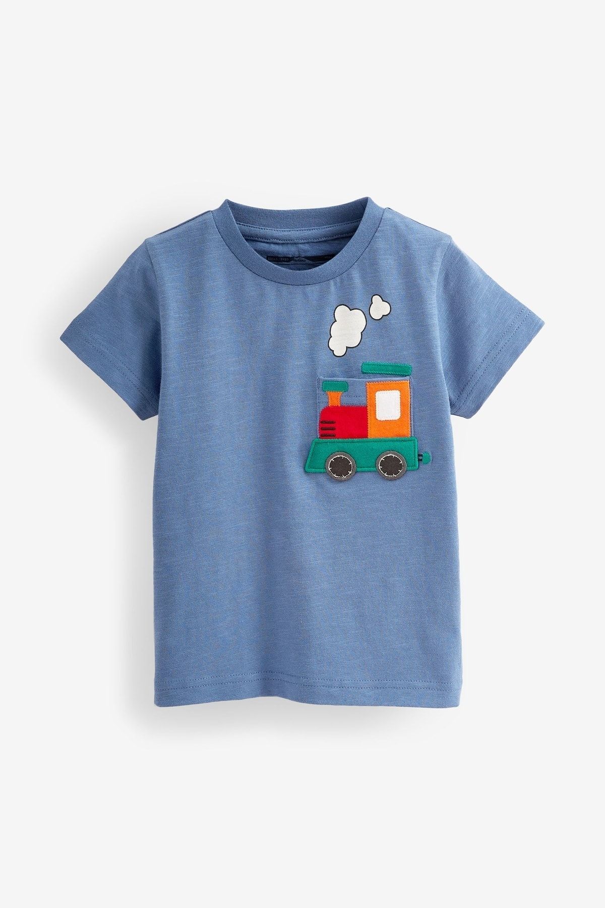 Next Baby Çocuk %100 Pamuk Tren Baskılı Mavi T-shirt
