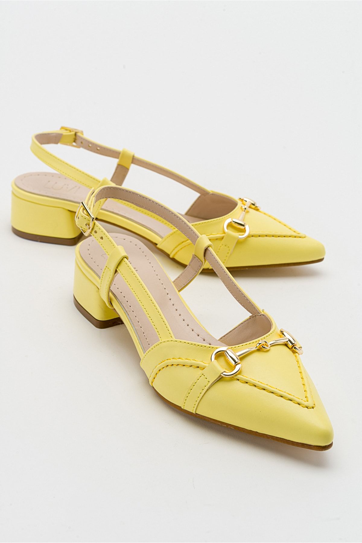 Luvi Olıv Sarı Kadın Topuklu Sandalet