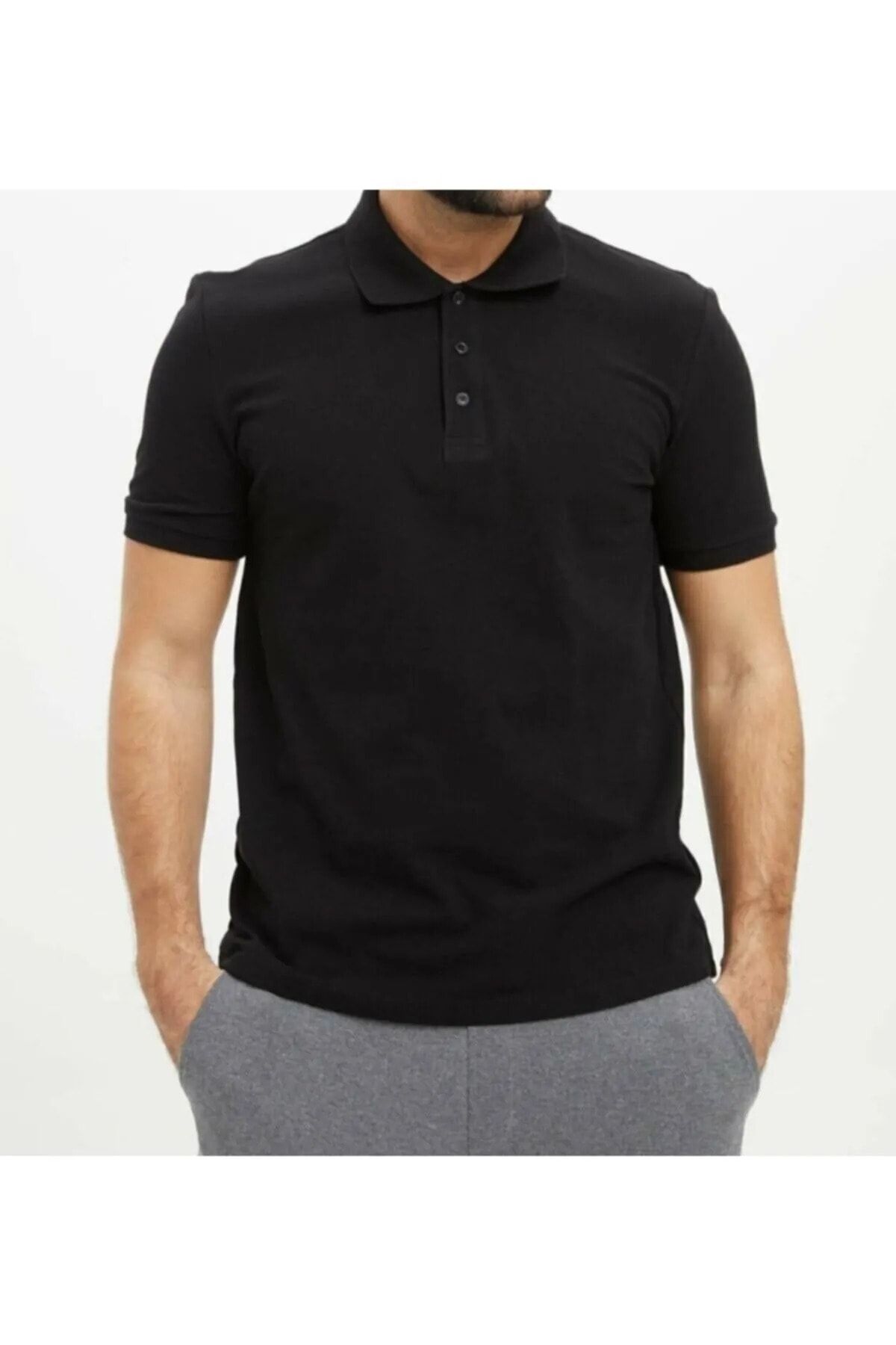 EKZMODA Siyah Tişört Erkek Polo Yakalı T-shirt - Üç Yıldızlı Ürün