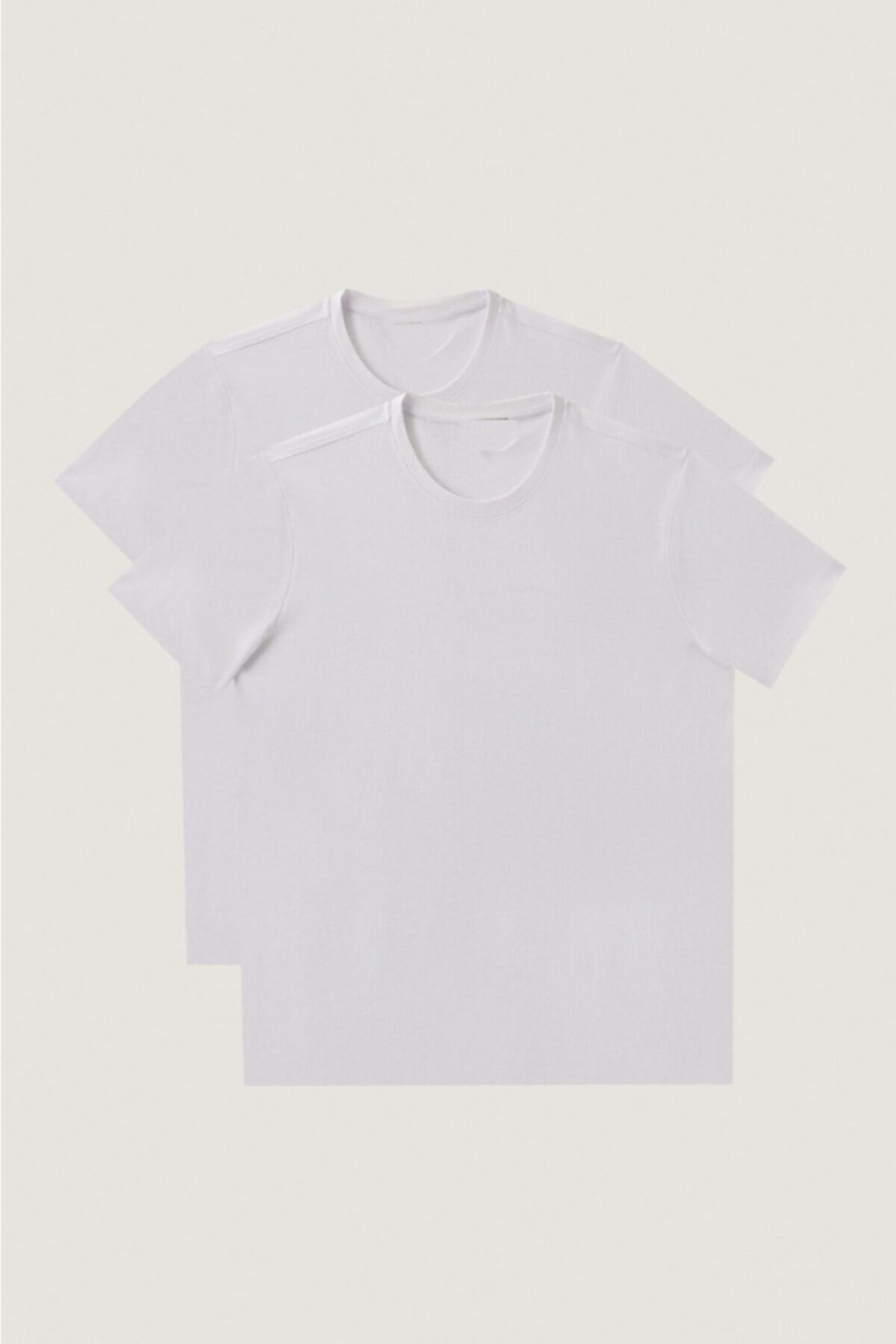 MODAÖYKÜM Unisex Regular Kalıp Beyaz T-shirt Iki Beyaz